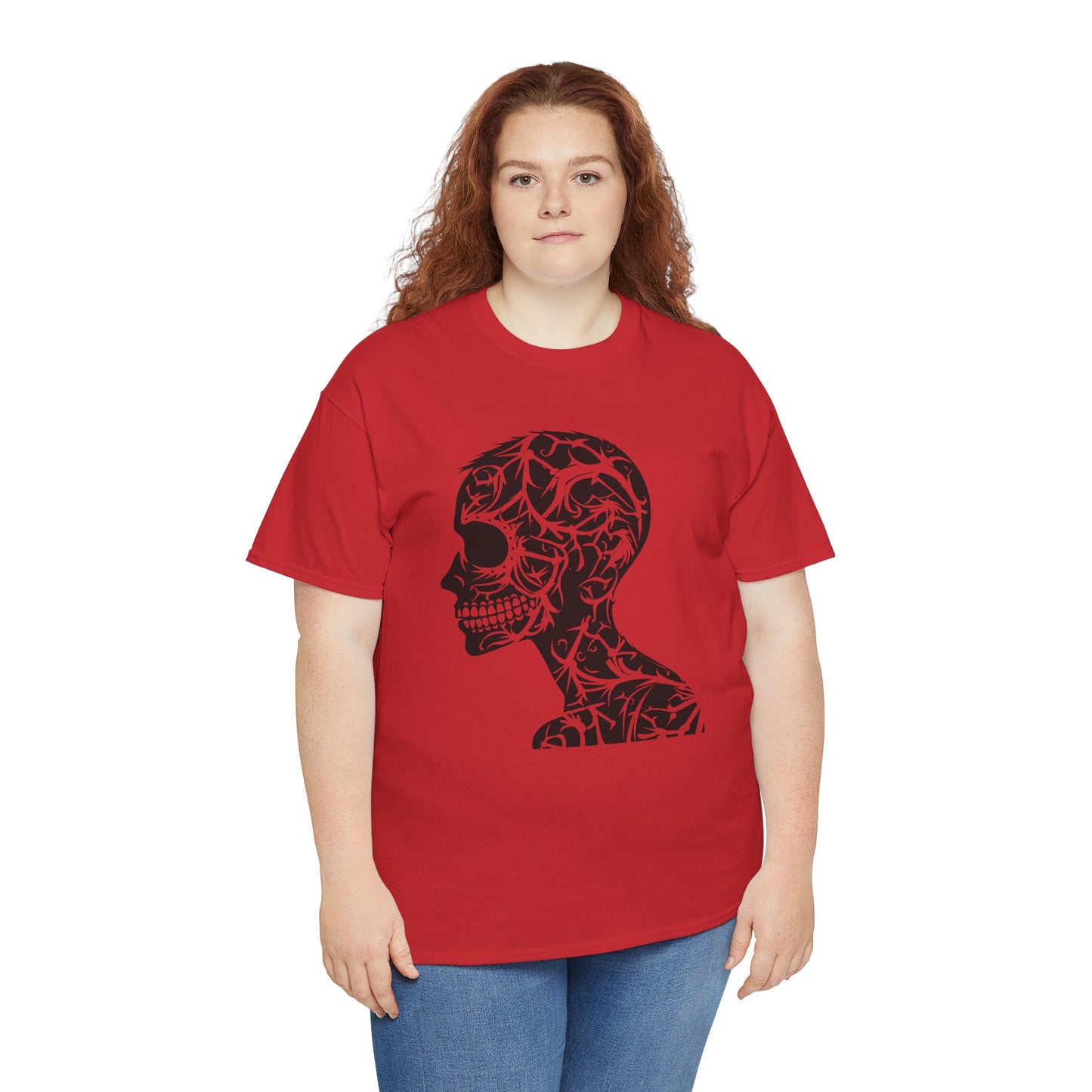 Skull Floral Unisex Cotton Tee - Gothic Graphic Tee, Casual Wear, Halloween Gift, Trendy Shirt, Unique Design