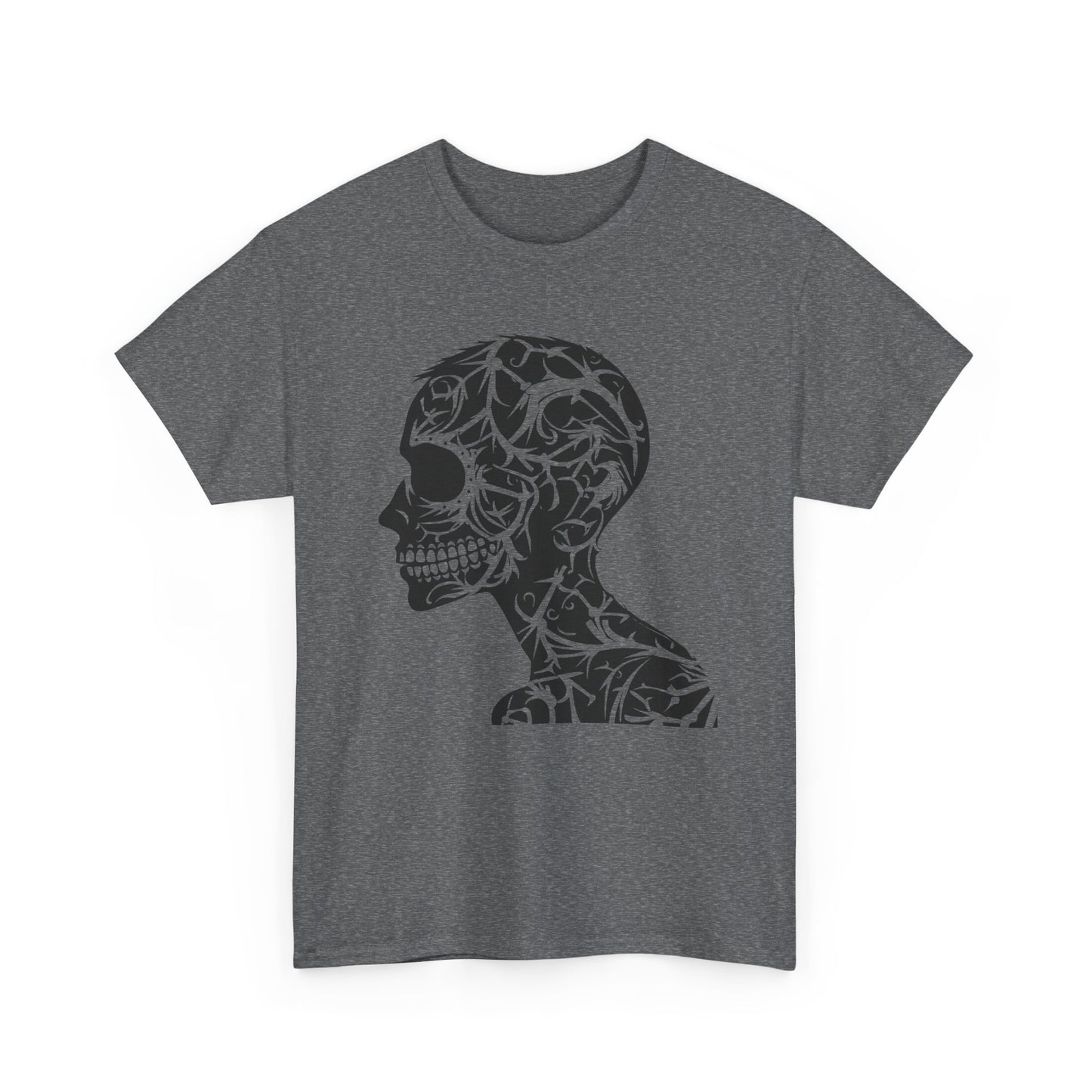 Skull Floral Unisex Cotton Tee - Gothic Graphic Tee, Casual Wear, Halloween Gift, Trendy Shirt, Unique Design