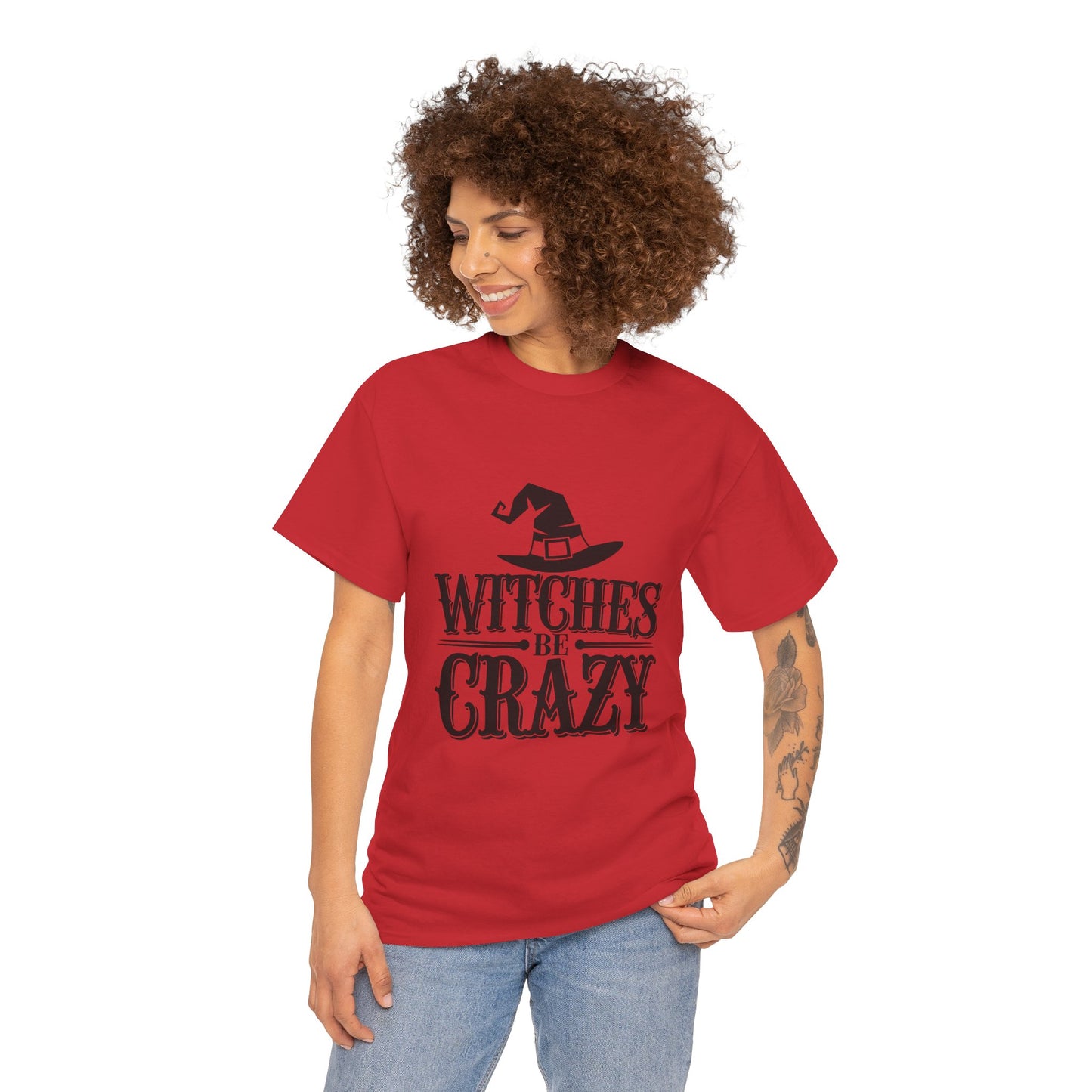 Witches Be Crazy Tee, Unisex Cotton T-Shirt, Halloween Apparel, Witchy Gift, Spooky Season Shirt, Perfect for Fall Celebrations