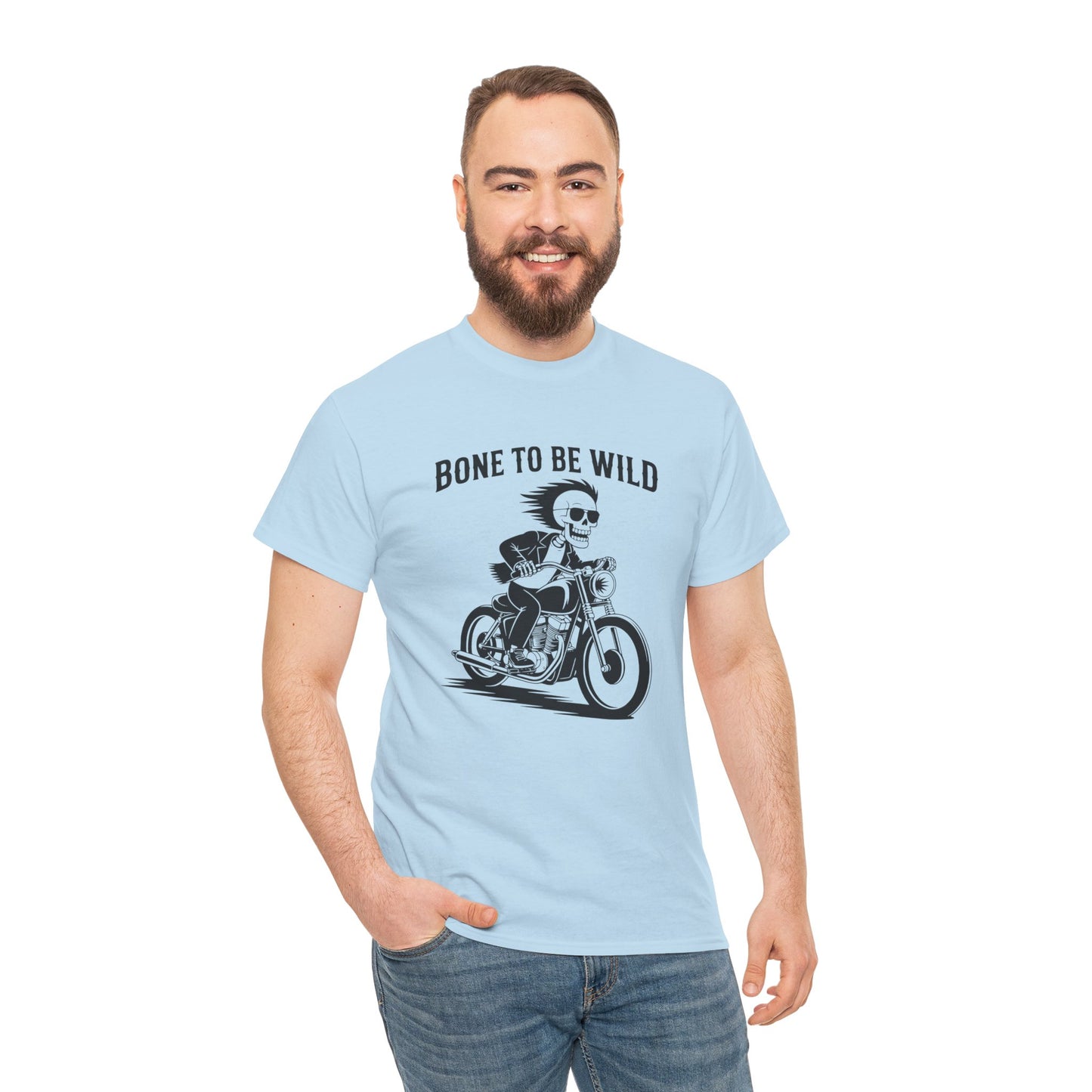 Bone to Be Wild Motorcycle Tee - Unisex Heavy Cotton T-Shirt, Biker Gift, Casual Wear, Road Trip Essential, Adventure Apparel