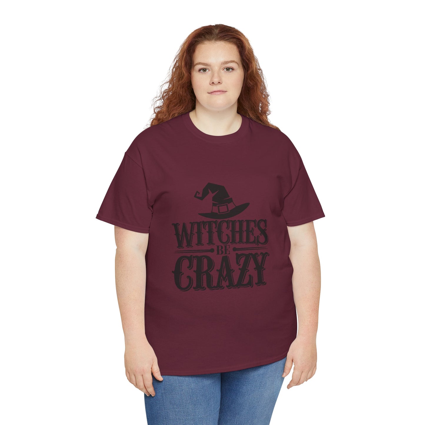 Witches Be Crazy Tee, Unisex Cotton T-Shirt, Halloween Apparel, Witchy Gift, Spooky Season Shirt, Perfect for Fall Celebrations