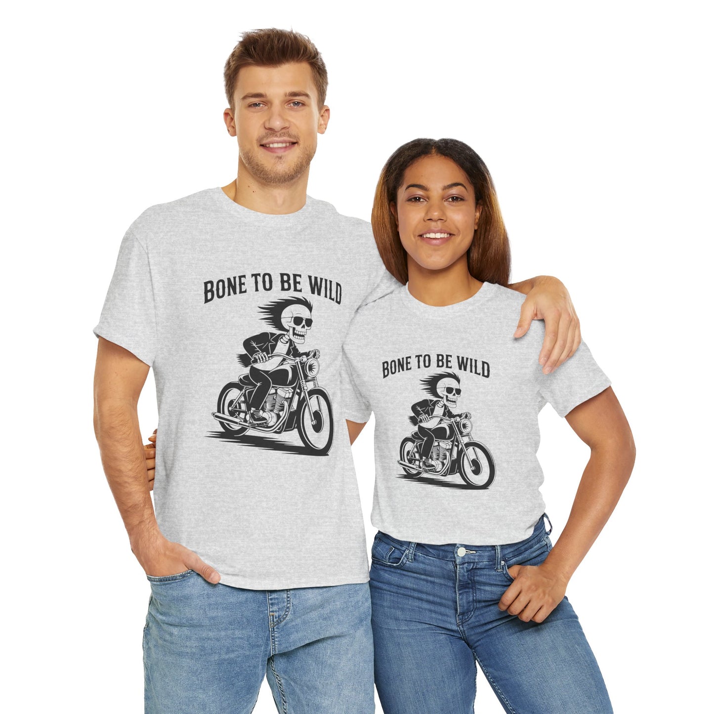Bone to Be Wild Motorcycle Tee - Unisex Heavy Cotton T-Shirt, Biker Gift, Casual Wear, Road Trip Essential, Adventure Apparel
