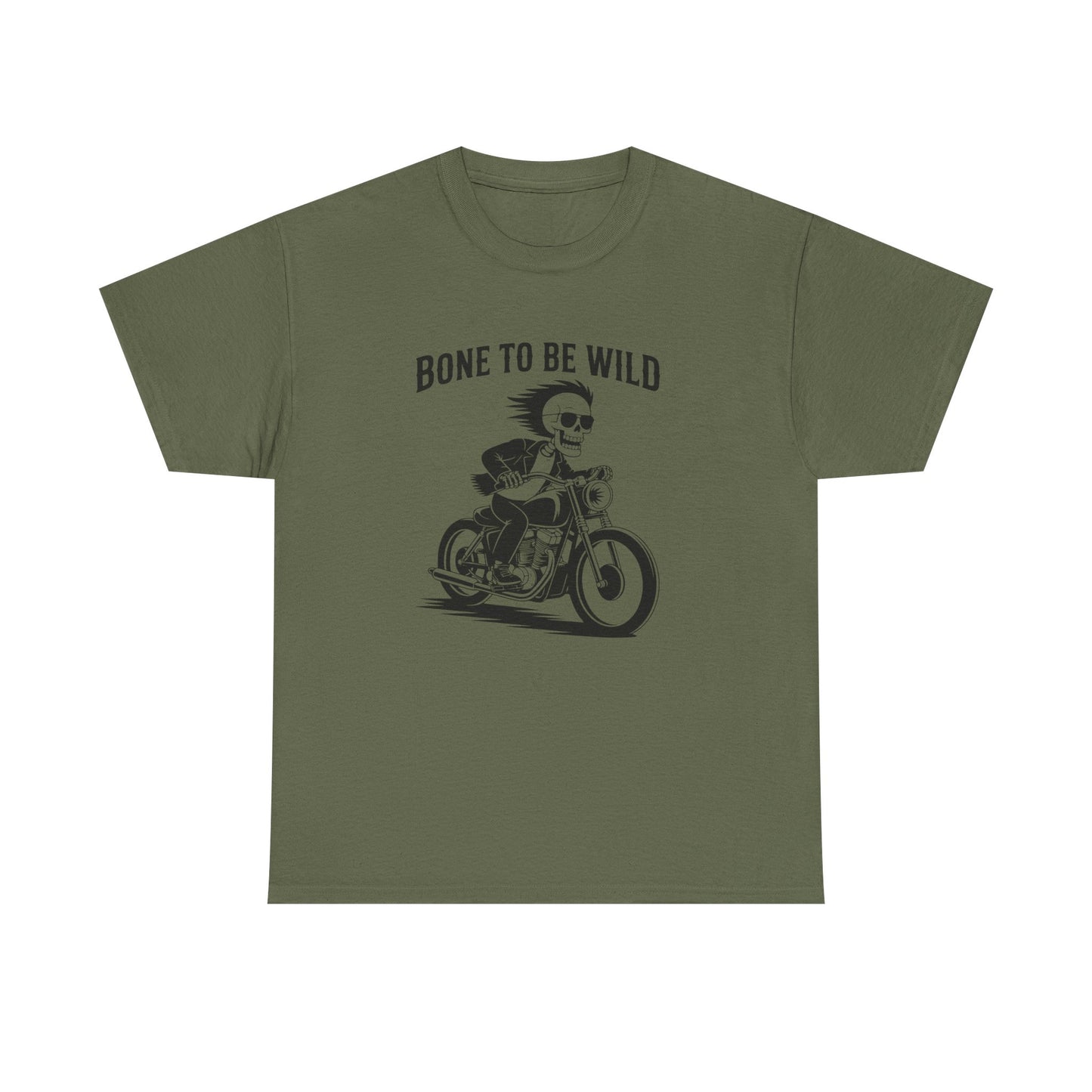 Bone to Be Wild Motorcycle Tee - Unisex Heavy Cotton T-Shirt, Biker Gift, Casual Wear, Road Trip Essential, Adventure Apparel