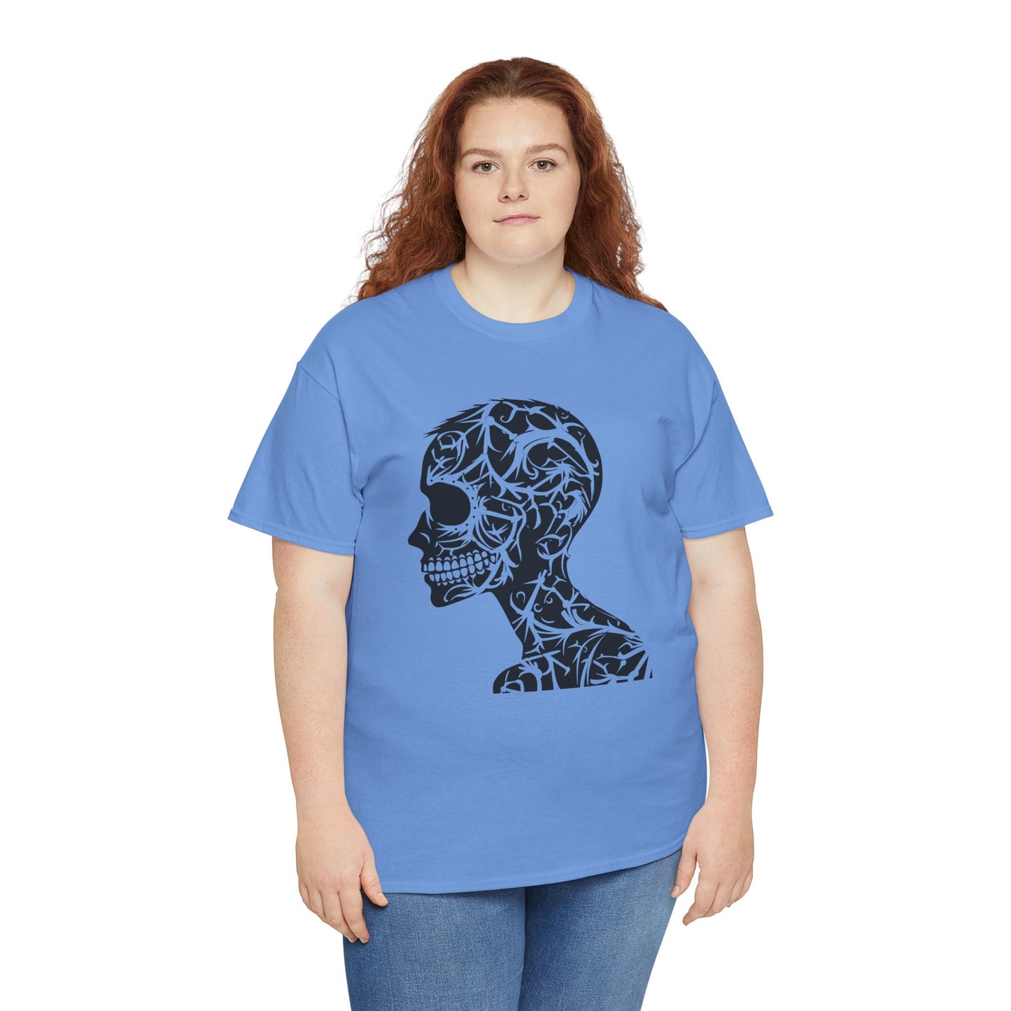 Skull Floral Unisex Cotton Tee - Gothic Graphic Tee, Casual Wear, Halloween Gift, Trendy Shirt, Unique Design