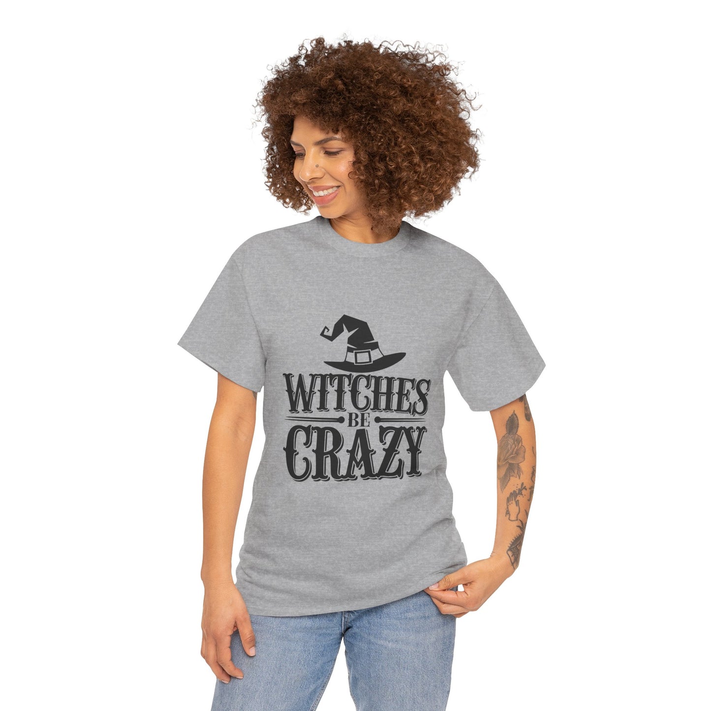 Witches Be Crazy Tee, Unisex Cotton T-Shirt, Halloween Apparel, Witchy Gift, Spooky Season Shirt, Perfect for Fall Celebrations
