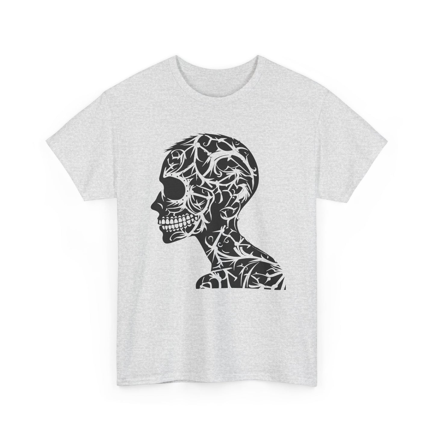 Skull Floral Unisex Cotton Tee - Gothic Graphic Tee, Casual Wear, Halloween Gift, Trendy Shirt, Unique Design