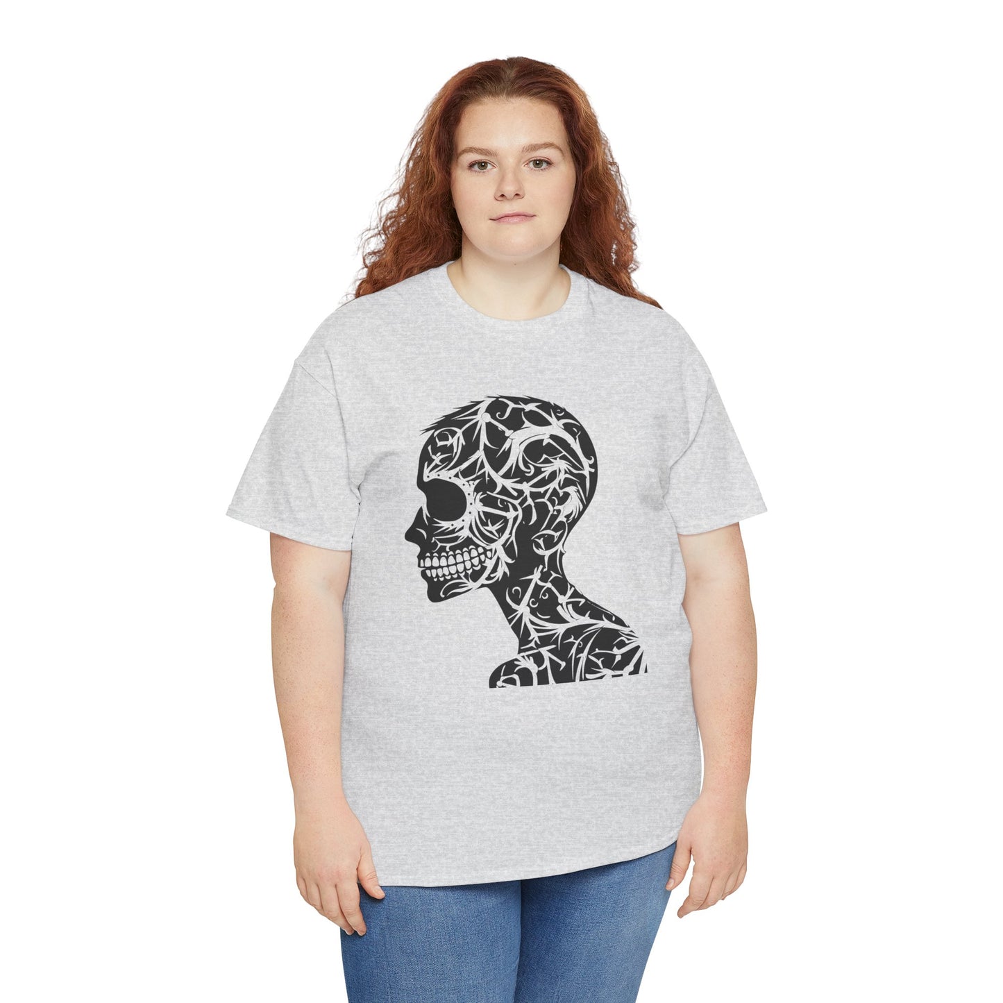Skull Floral Unisex Cotton Tee - Gothic Graphic Tee, Casual Wear, Halloween Gift, Trendy Shirt, Unique Design