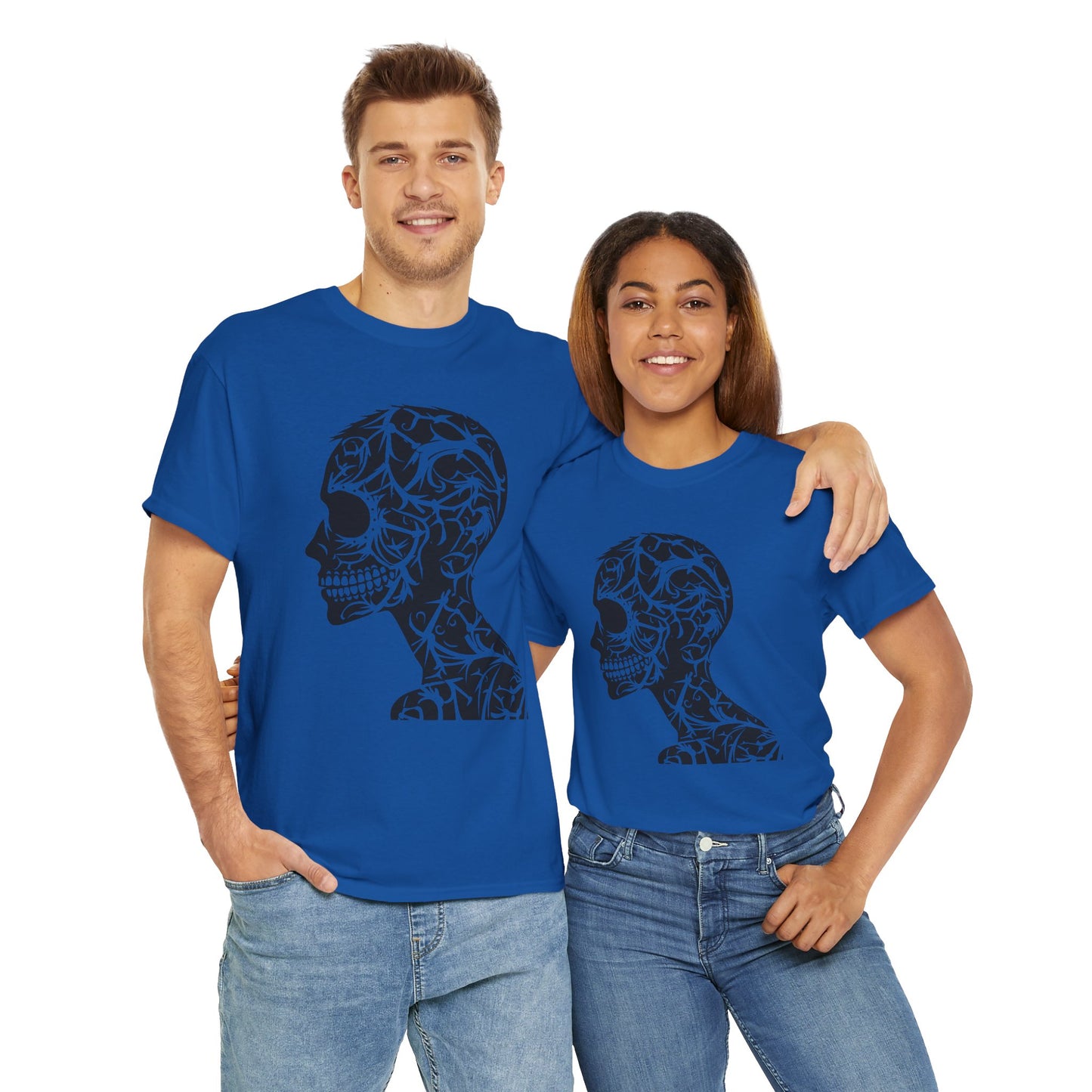 Skull Floral Unisex Cotton Tee - Gothic Graphic Tee, Casual Wear, Halloween Gift, Trendy Shirt, Unique Design
