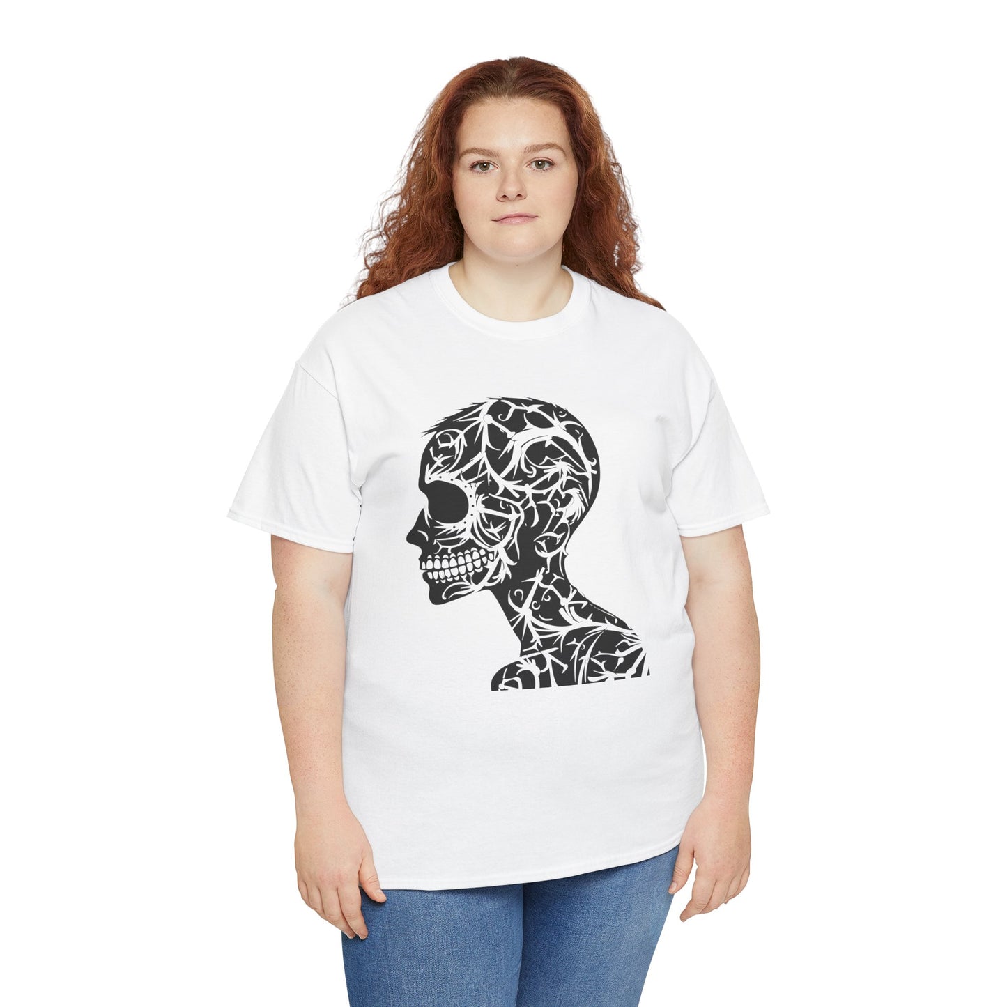 Skull Floral Unisex Cotton Tee - Gothic Graphic Tee, Casual Wear, Halloween Gift, Trendy Shirt, Unique Design