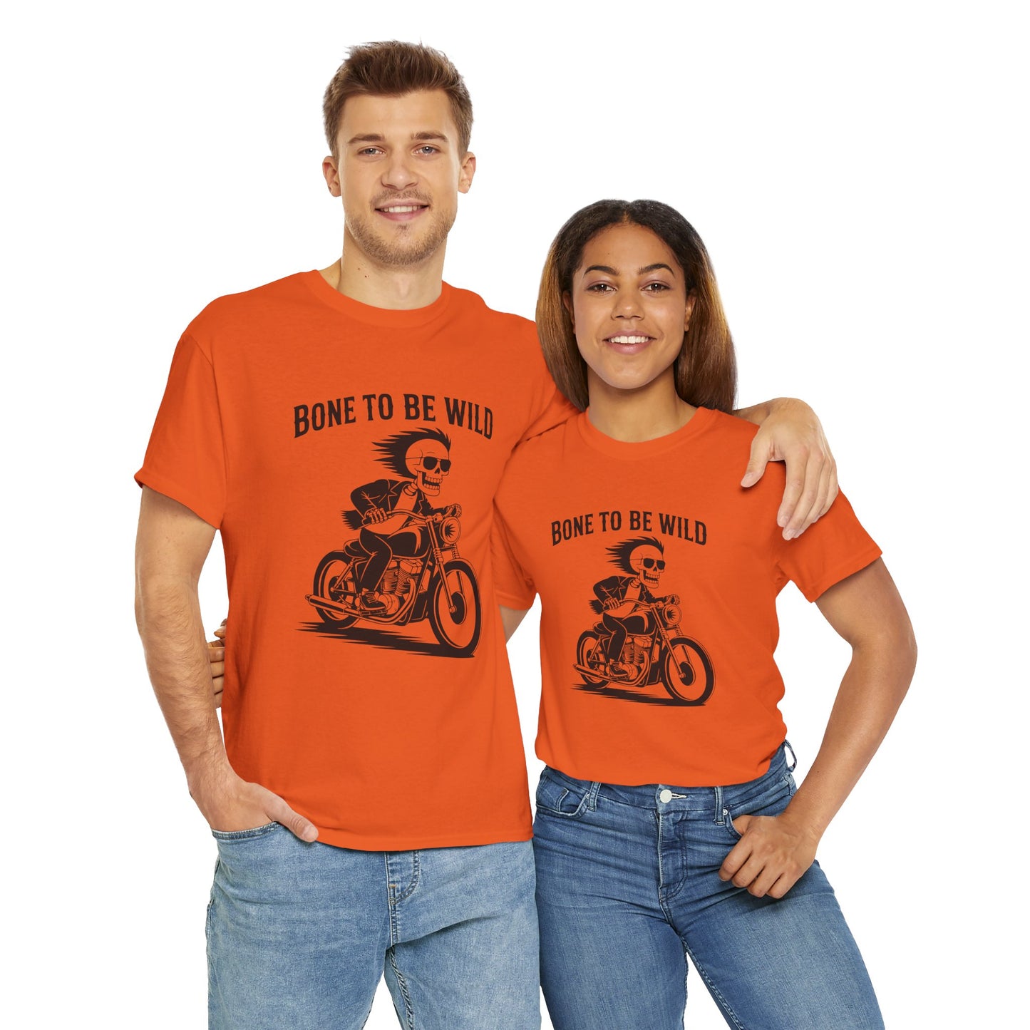 Bone to Be Wild Motorcycle Tee - Unisex Heavy Cotton T-Shirt, Biker Gift, Casual Wear, Road Trip Essential, Adventure Apparel