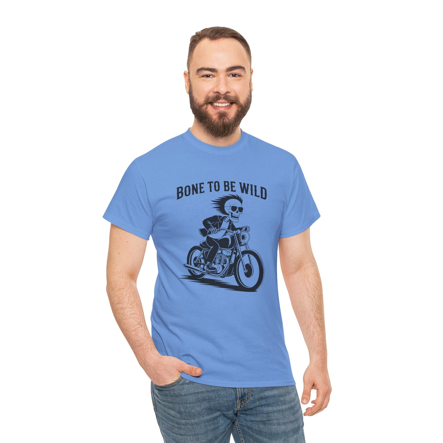 Bone to Be Wild Motorcycle Tee - Unisex Heavy Cotton T-Shirt, Biker Gift, Casual Wear, Road Trip Essential, Adventure Apparel