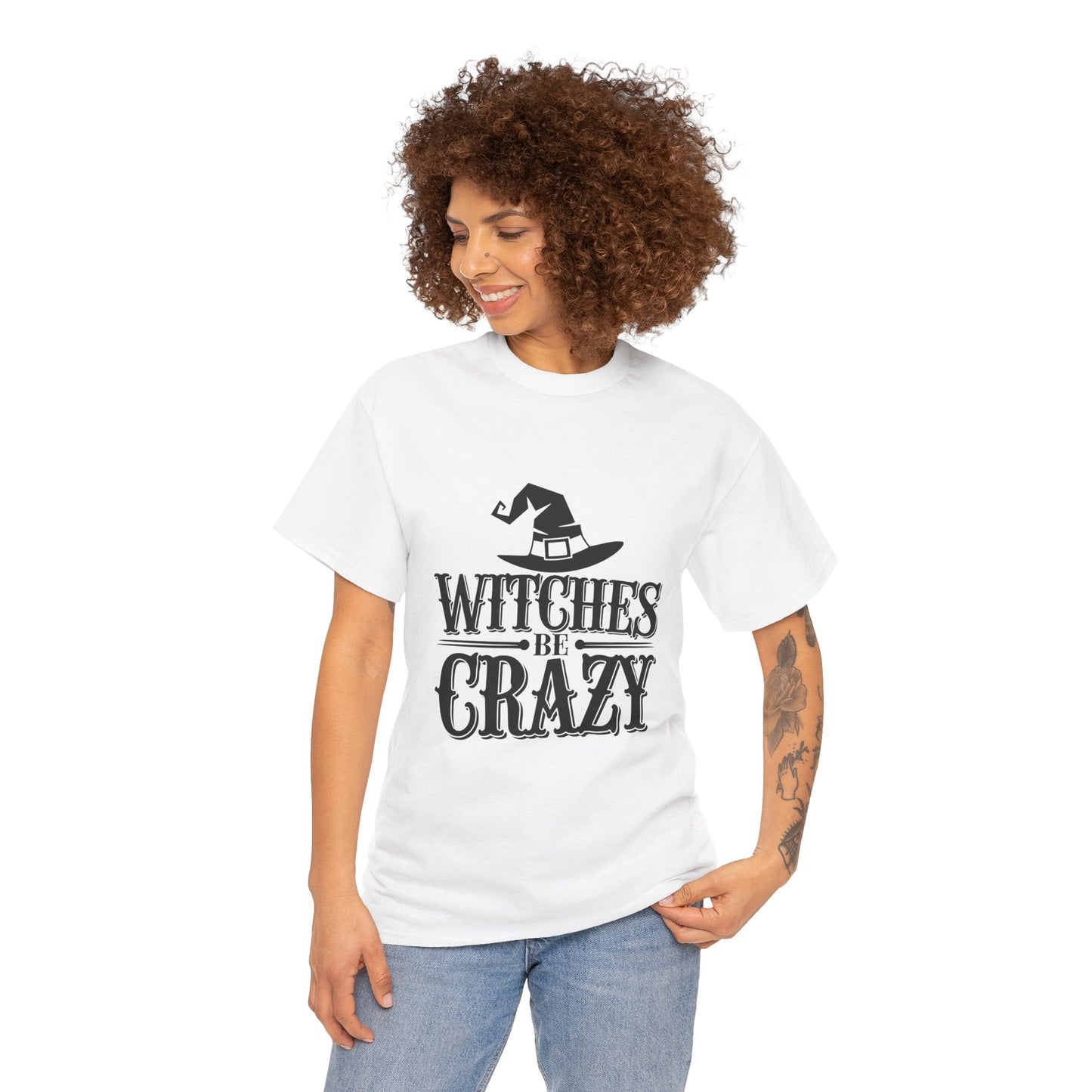 Witches Be Crazy Tee, Unisex Cotton T-Shirt, Halloween Apparel, Witchy Gift, Spooky Season Shirt, Perfect for Fall Celebrations