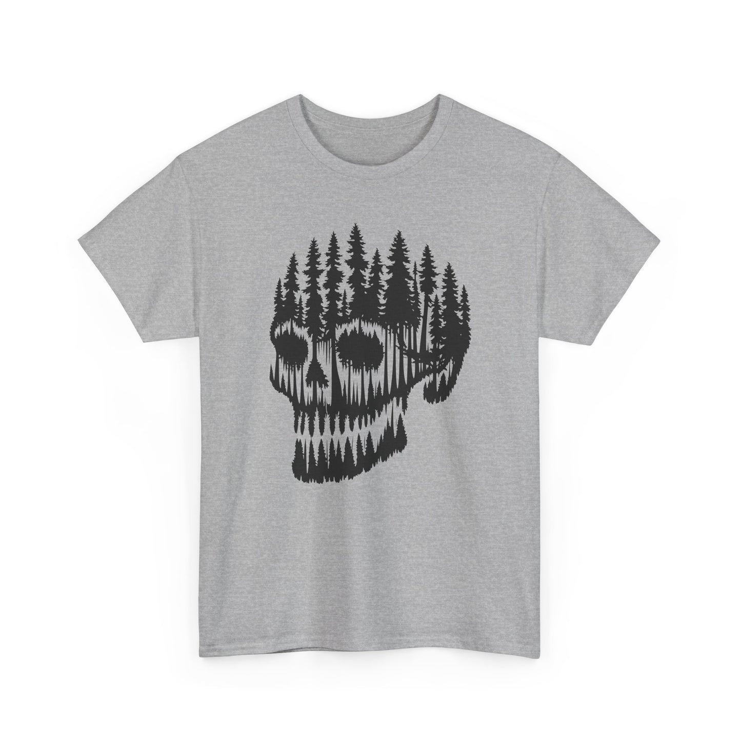 Skull Forest Unisex Cotton Tee | Grunge Aesthetic Shirt, Nature Lover Gift, Gothic Style Apparel, Casual Wear, Eco-Friendly Fashion