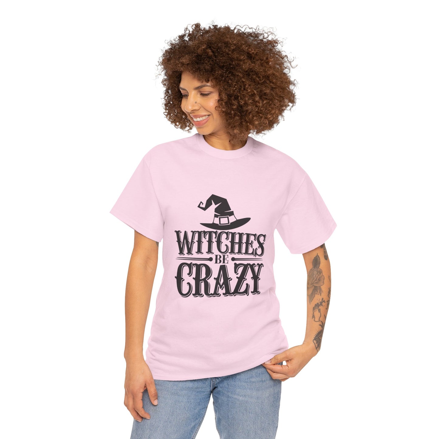 Witches Be Crazy Tee, Unisex Cotton T-Shirt, Halloween Apparel, Witchy Gift, Spooky Season Shirt, Perfect for Fall Celebrations