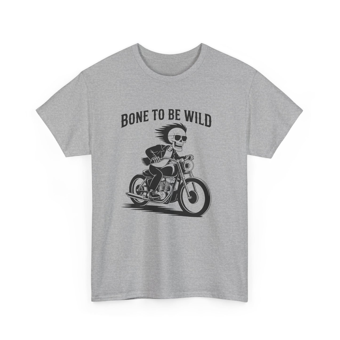 Bone to Be Wild Motorcycle Tee - Unisex Heavy Cotton T-Shirt, Biker Gift, Casual Wear, Road Trip Essential, Adventure Apparel