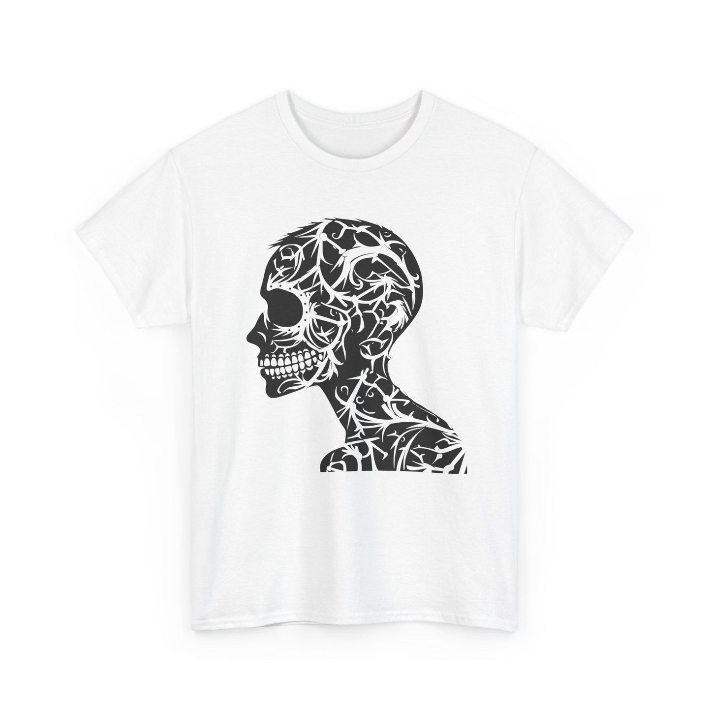 Skull Floral Unisex Cotton Tee - Gothic Graphic Tee, Casual Wear, Halloween Gift, Trendy Shirt, Unique Design
