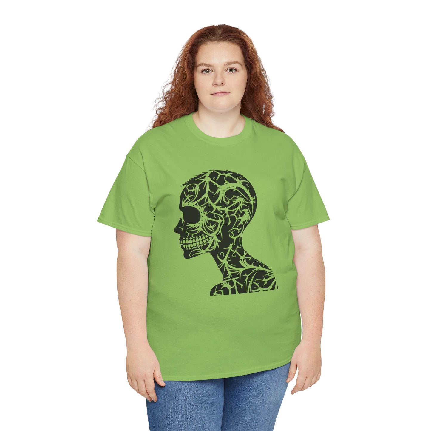 Skull Floral Unisex Cotton Tee - Gothic Graphic Tee, Casual Wear, Halloween Gift, Trendy Shirt, Unique Design