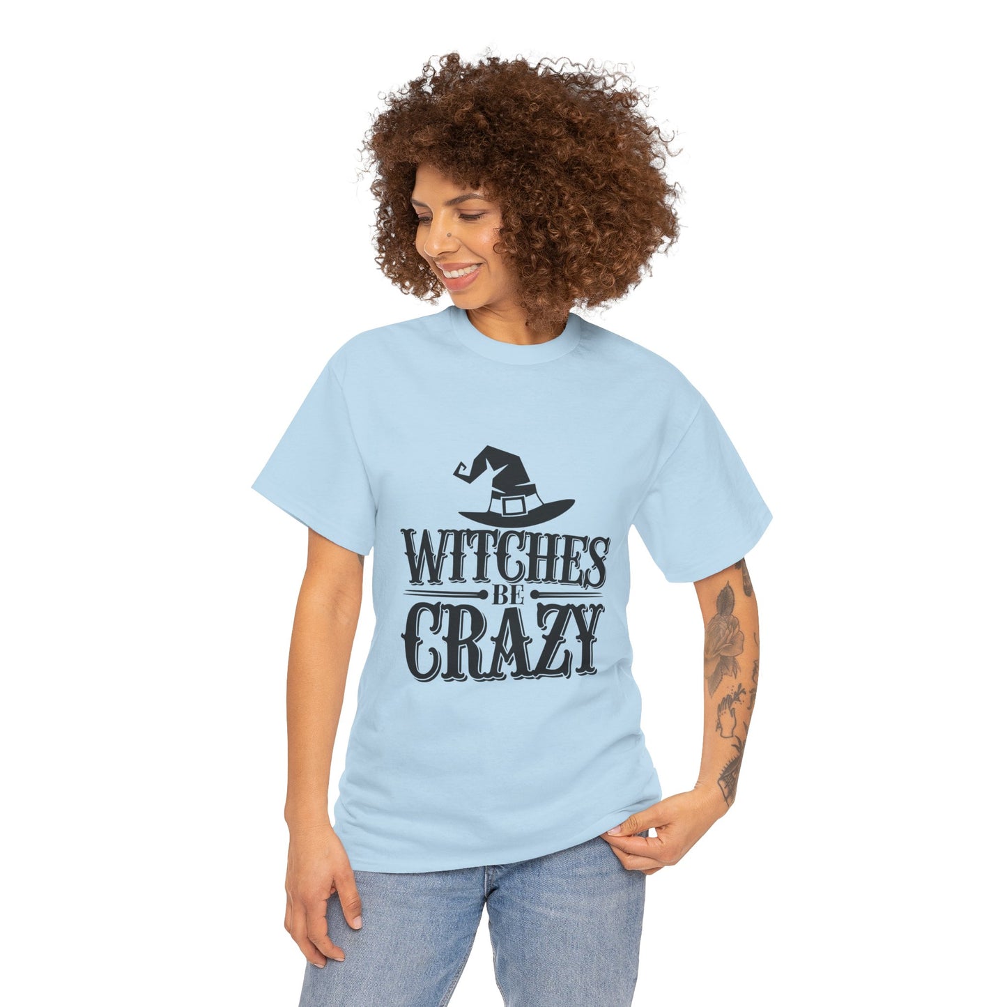 Witches Be Crazy Tee, Unisex Cotton T-Shirt, Halloween Apparel, Witchy Gift, Spooky Season Shirt, Perfect for Fall Celebrations