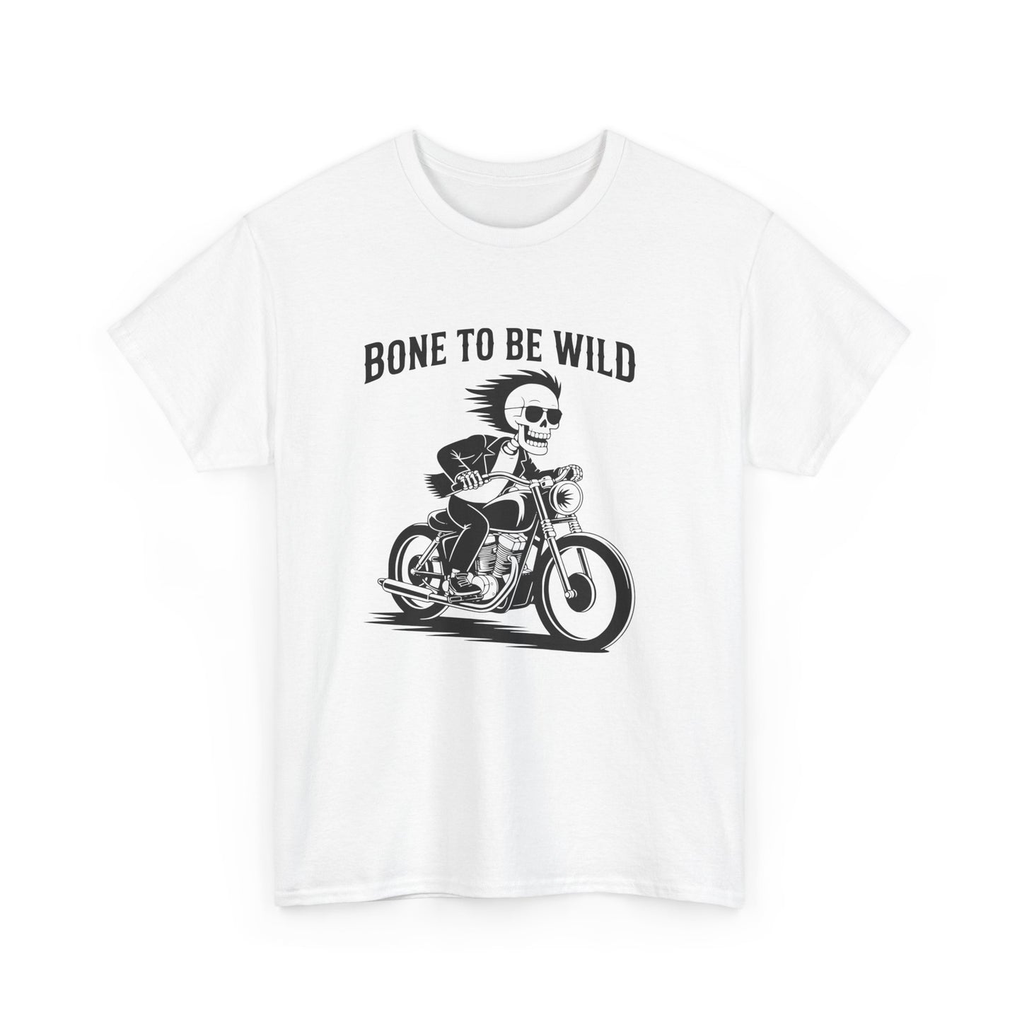Bone to Be Wild Motorcycle Tee - Unisex Heavy Cotton T-Shirt, Biker Gift, Casual Wear, Road Trip Essential, Adventure Apparel