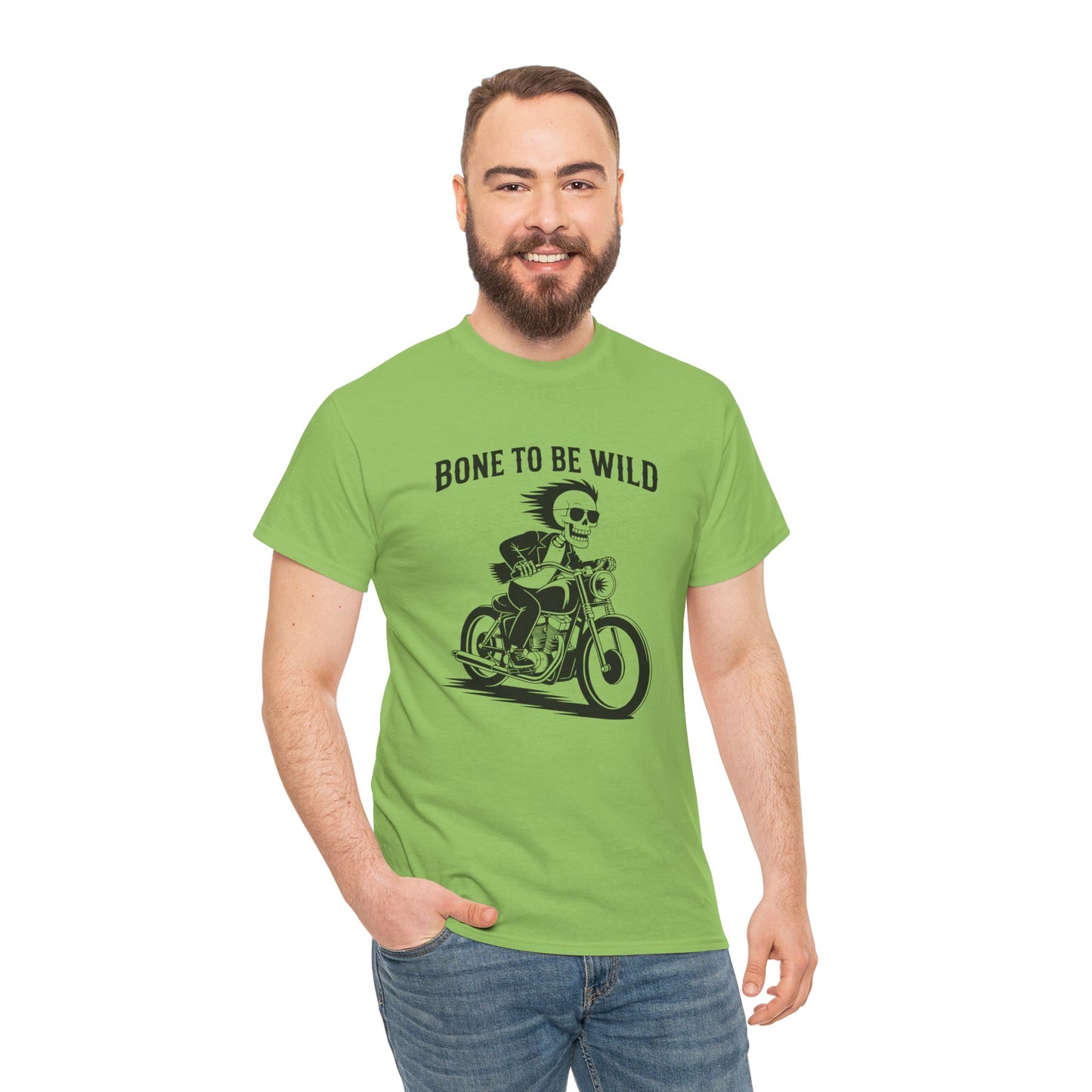 Bone to Be Wild Motorcycle Tee - Unisex Heavy Cotton T-Shirt, Biker Gift, Casual Wear, Road Trip Essential, Adventure Apparel