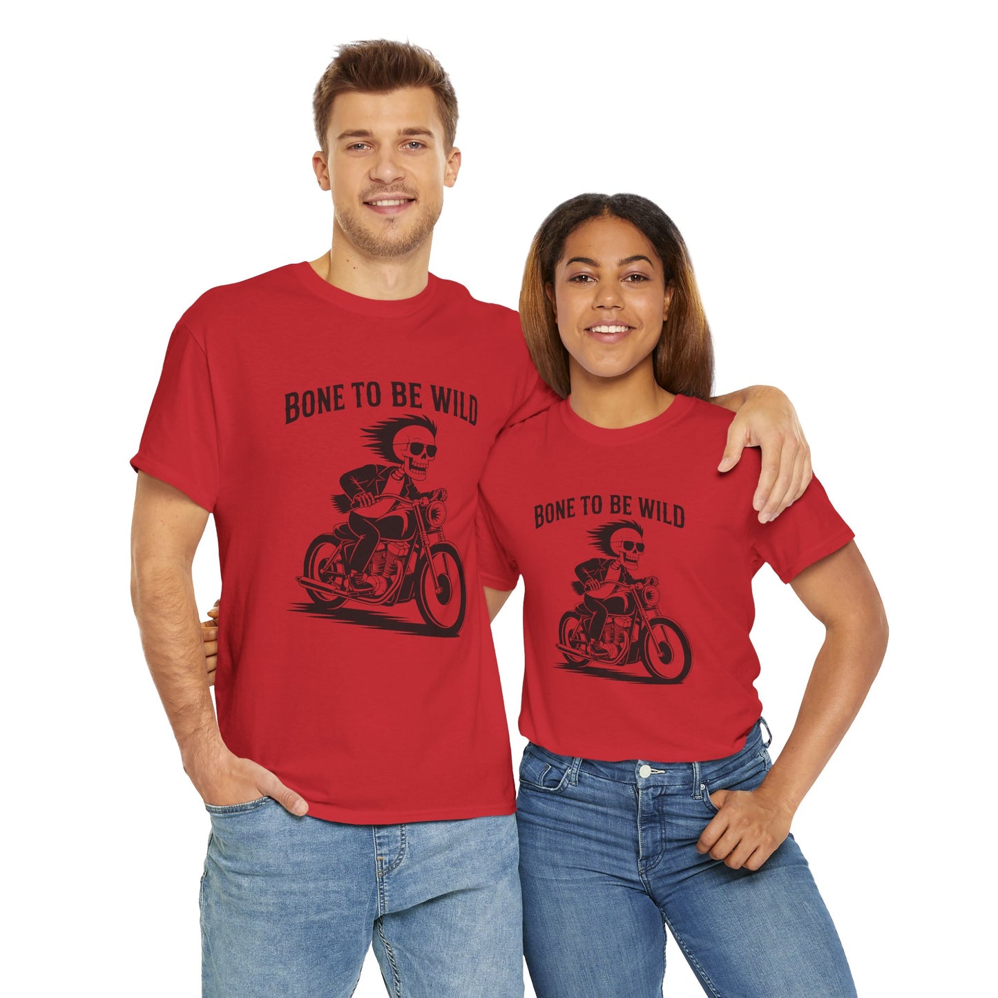Bone to Be Wild Motorcycle Tee - Unisex Heavy Cotton T-Shirt, Biker Gift, Casual Wear, Road Trip Essential, Adventure Apparel