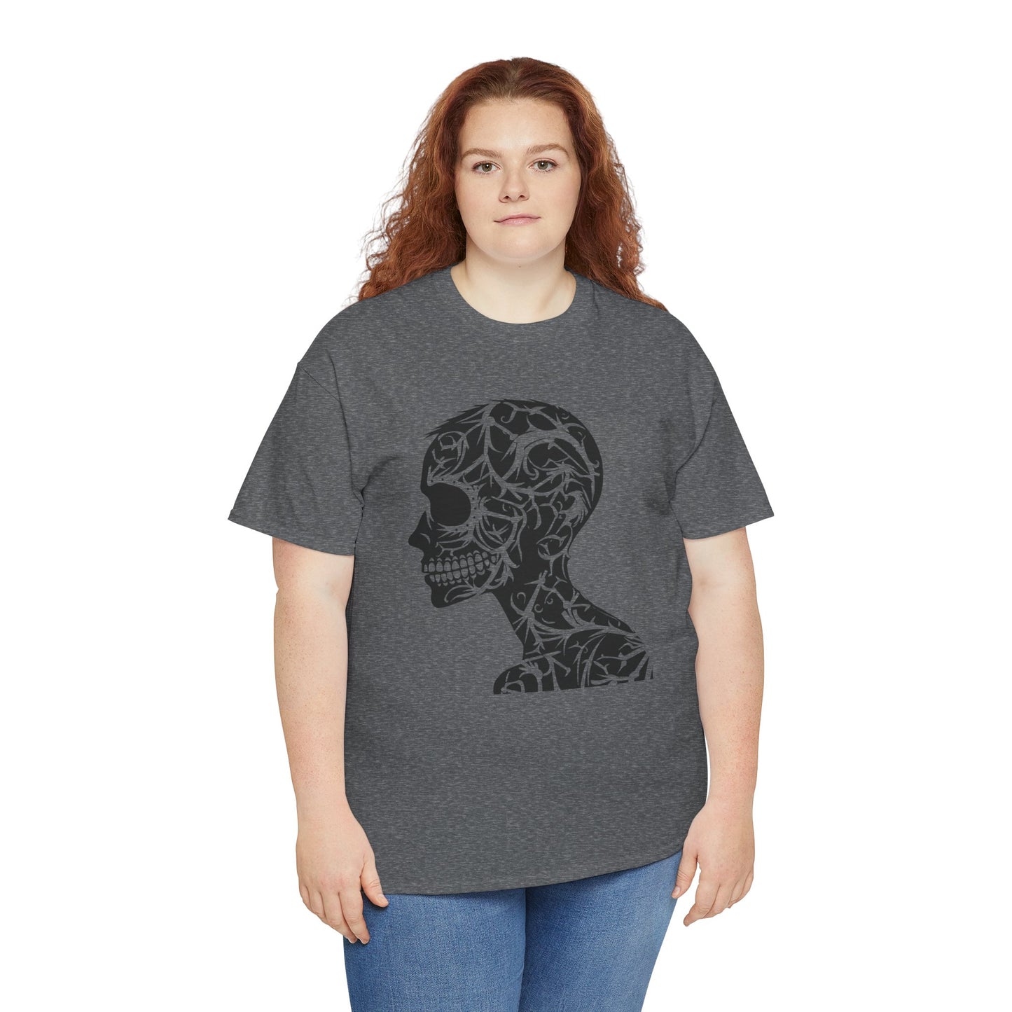 Skull Floral Unisex Cotton Tee - Gothic Graphic Tee, Casual Wear, Halloween Gift, Trendy Shirt, Unique Design