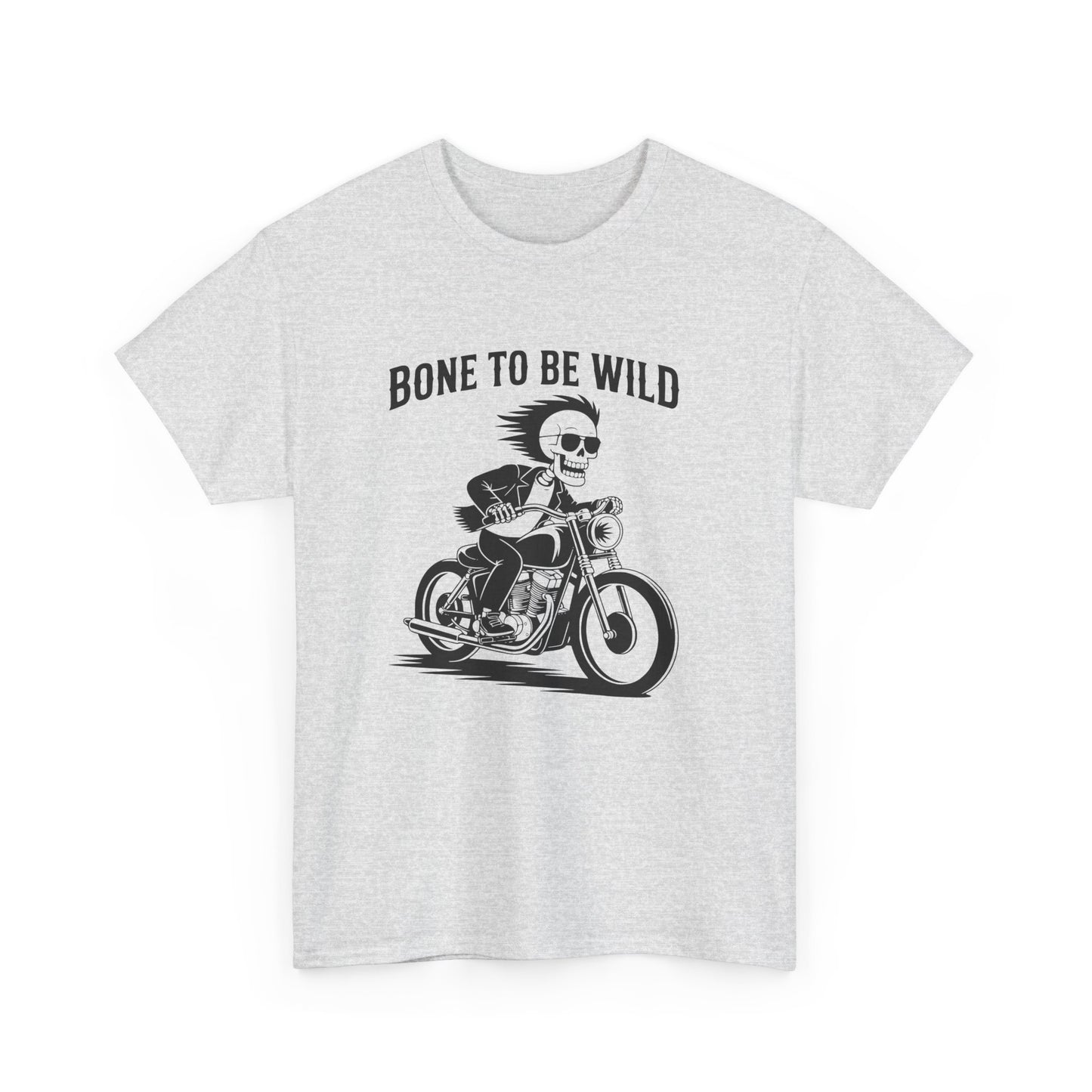 Bone to Be Wild Motorcycle Tee - Unisex Heavy Cotton T-Shirt, Biker Gift, Casual Wear, Road Trip Essential, Adventure Apparel