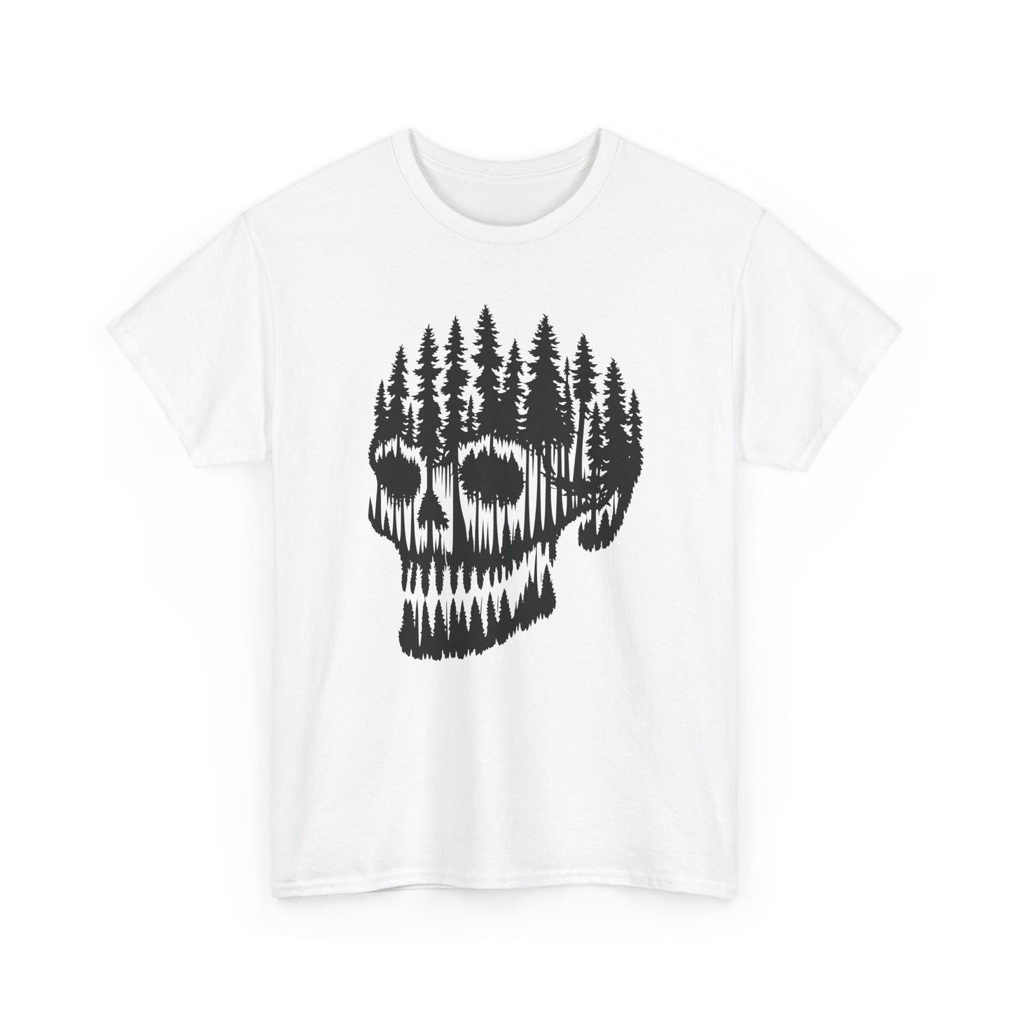 Skull Forest Unisex Cotton Tee | Grunge Aesthetic Shirt, Nature Lover Gift, Gothic Style Apparel, Casual Wear, Eco-Friendly Fashion