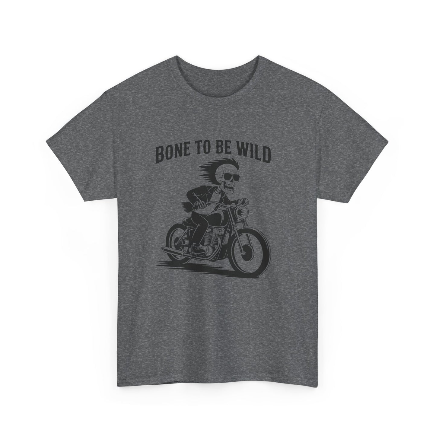 Bone to Be Wild Motorcycle Tee - Unisex Heavy Cotton T-Shirt, Biker Gift, Casual Wear, Road Trip Essential, Adventure Apparel