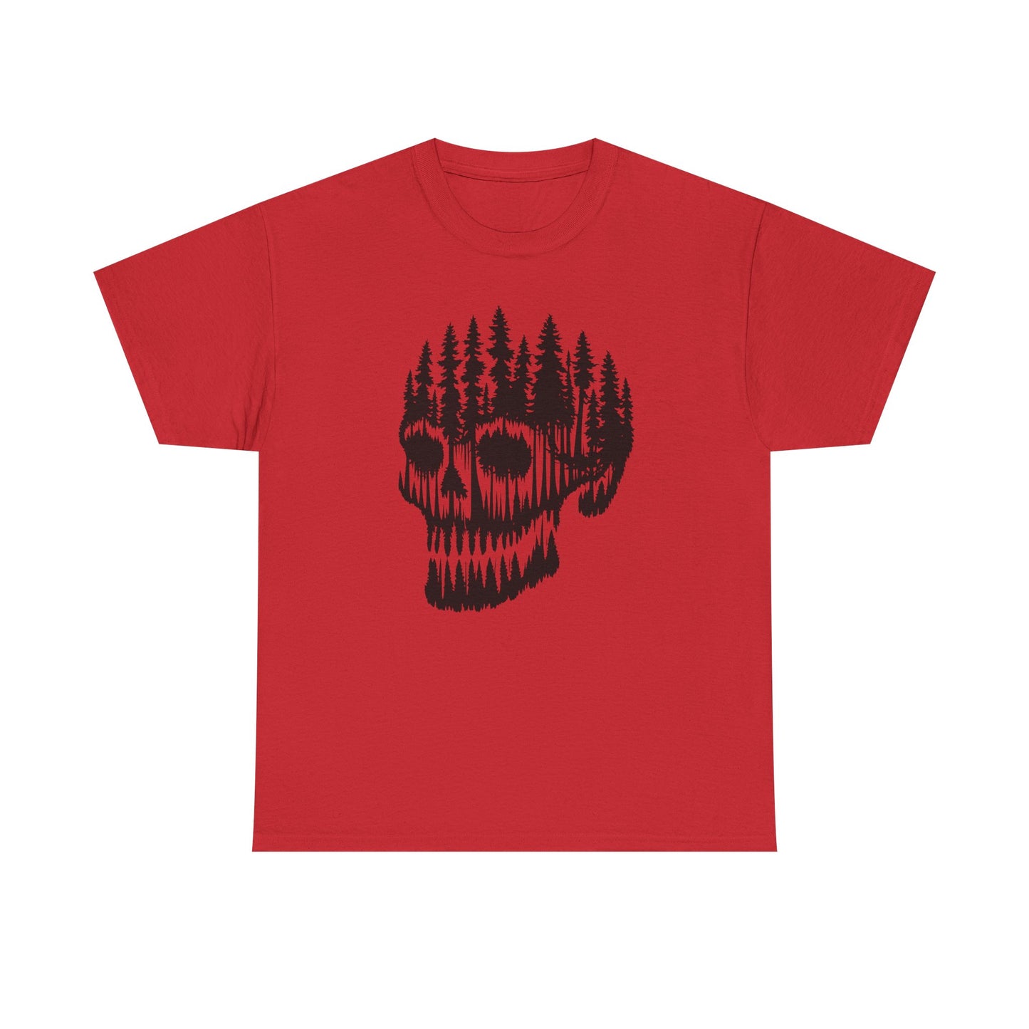 Skull Forest Unisex Cotton Tee | Grunge Aesthetic Shirt, Nature Lover Gift, Gothic Style Apparel, Casual Wear, Eco-Friendly Fashion