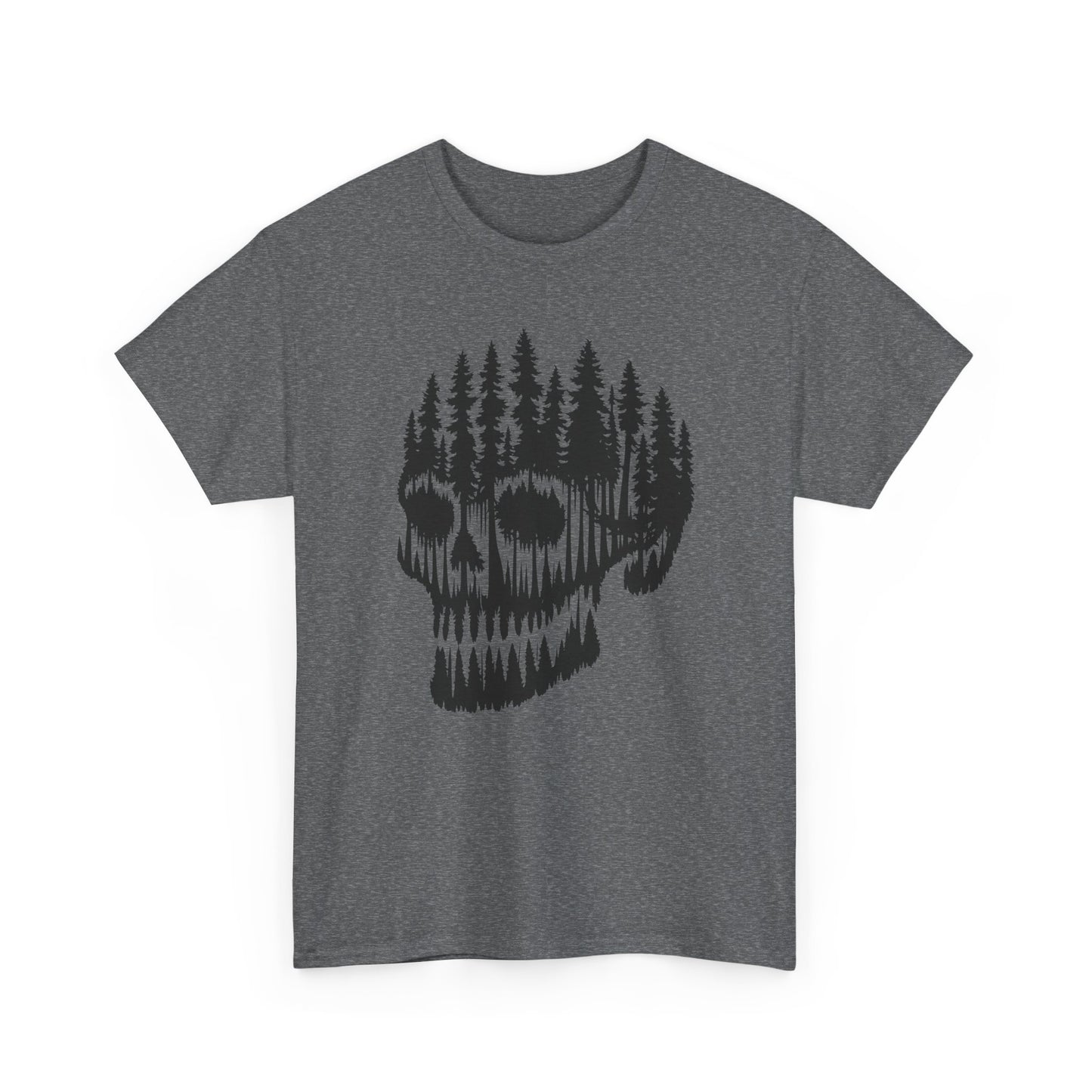 Skull Forest Unisex Cotton Tee | Grunge Aesthetic Shirt, Nature Lover Gift, Gothic Style Apparel, Casual Wear, Eco-Friendly Fashion