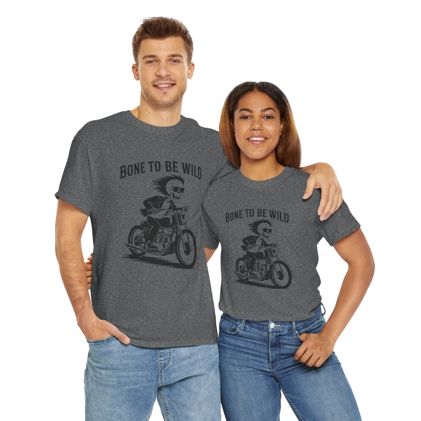 Bone to Be Wild Motorcycle Tee - Unisex Heavy Cotton T-Shirt, Biker Gift, Casual Wear, Road Trip Essential, Adventure Apparel