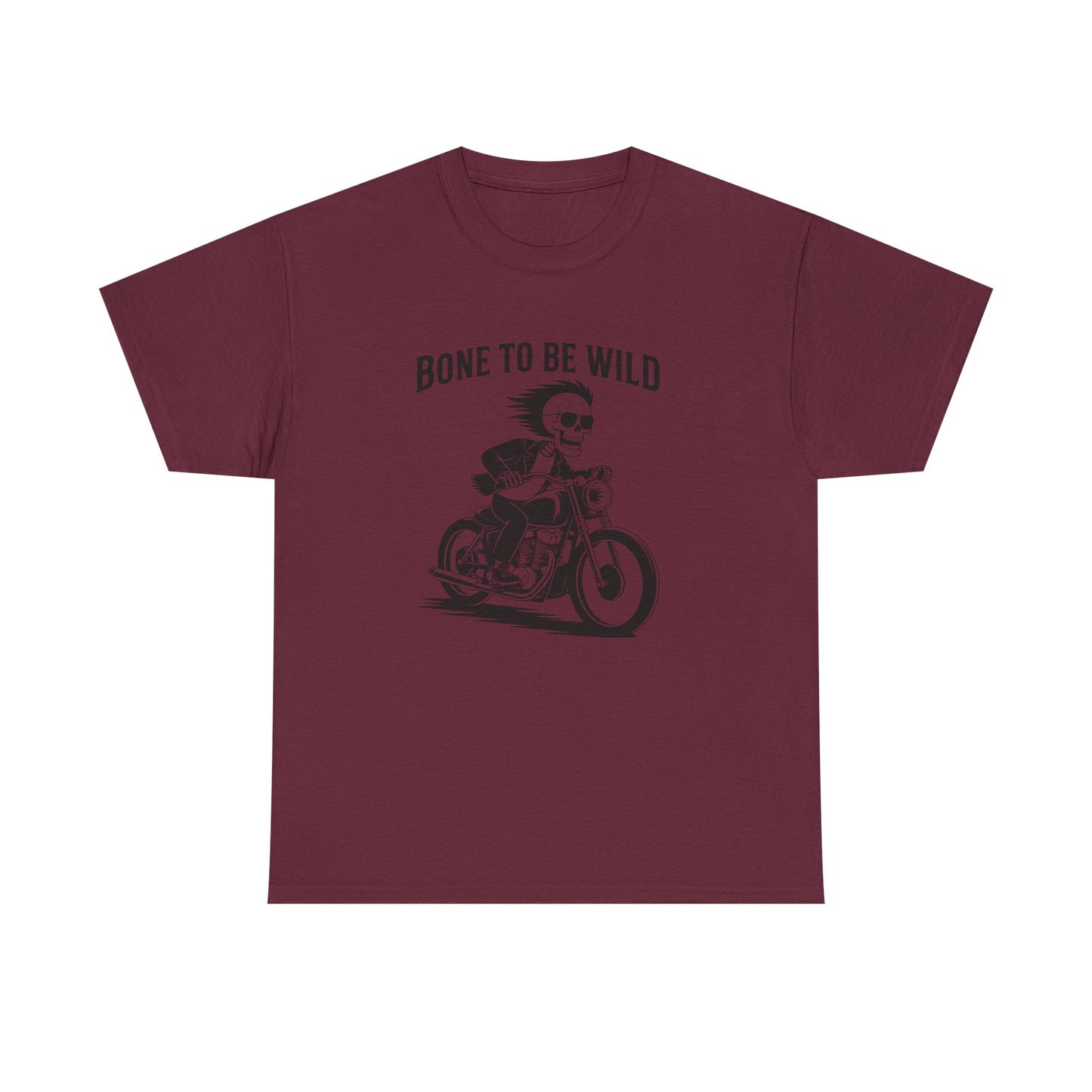 Bone to Be Wild Motorcycle Tee - Unisex Heavy Cotton T-Shirt, Biker Gift, Casual Wear, Road Trip Essential, Adventure Apparel