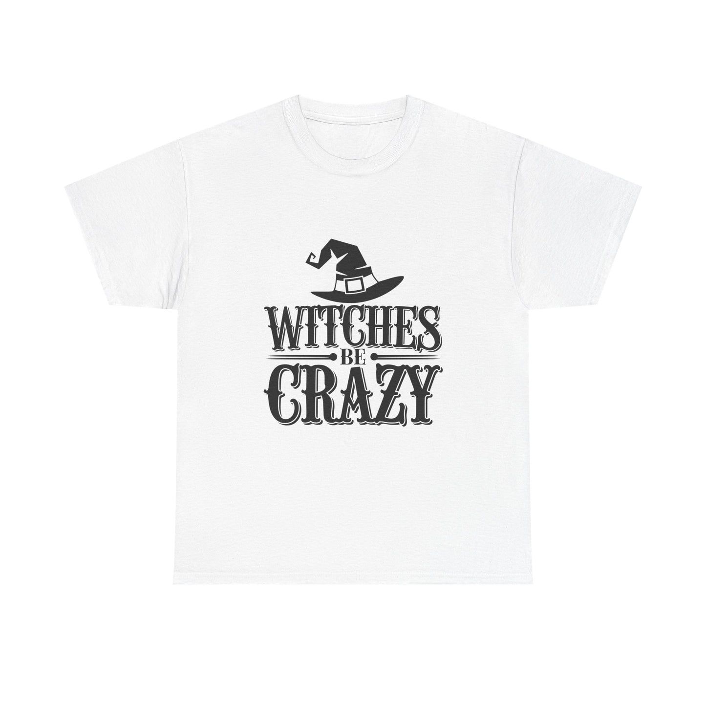 Witches Be Crazy Tee, Unisex Cotton T-Shirt, Halloween Apparel, Witchy Gift, Spooky Season Shirt, Perfect for Fall Celebrations
