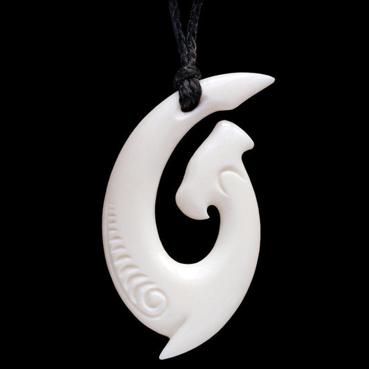 Hammerhead Shark Matau, handcrafted bone pendant-0