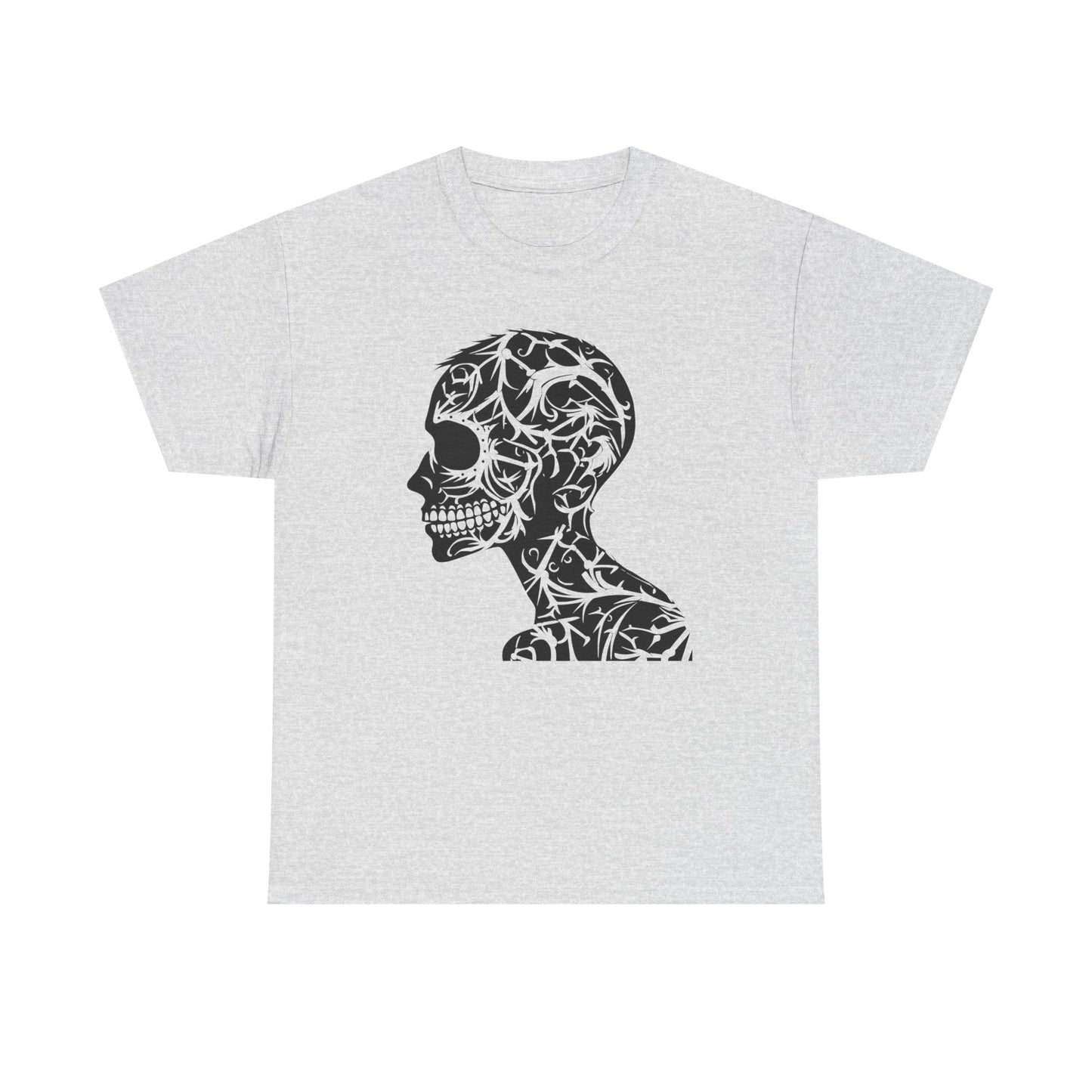 Skull Floral Unisex Cotton Tee - Gothic Graphic Tee, Casual Wear, Halloween Gift, Trendy Shirt, Unique Design