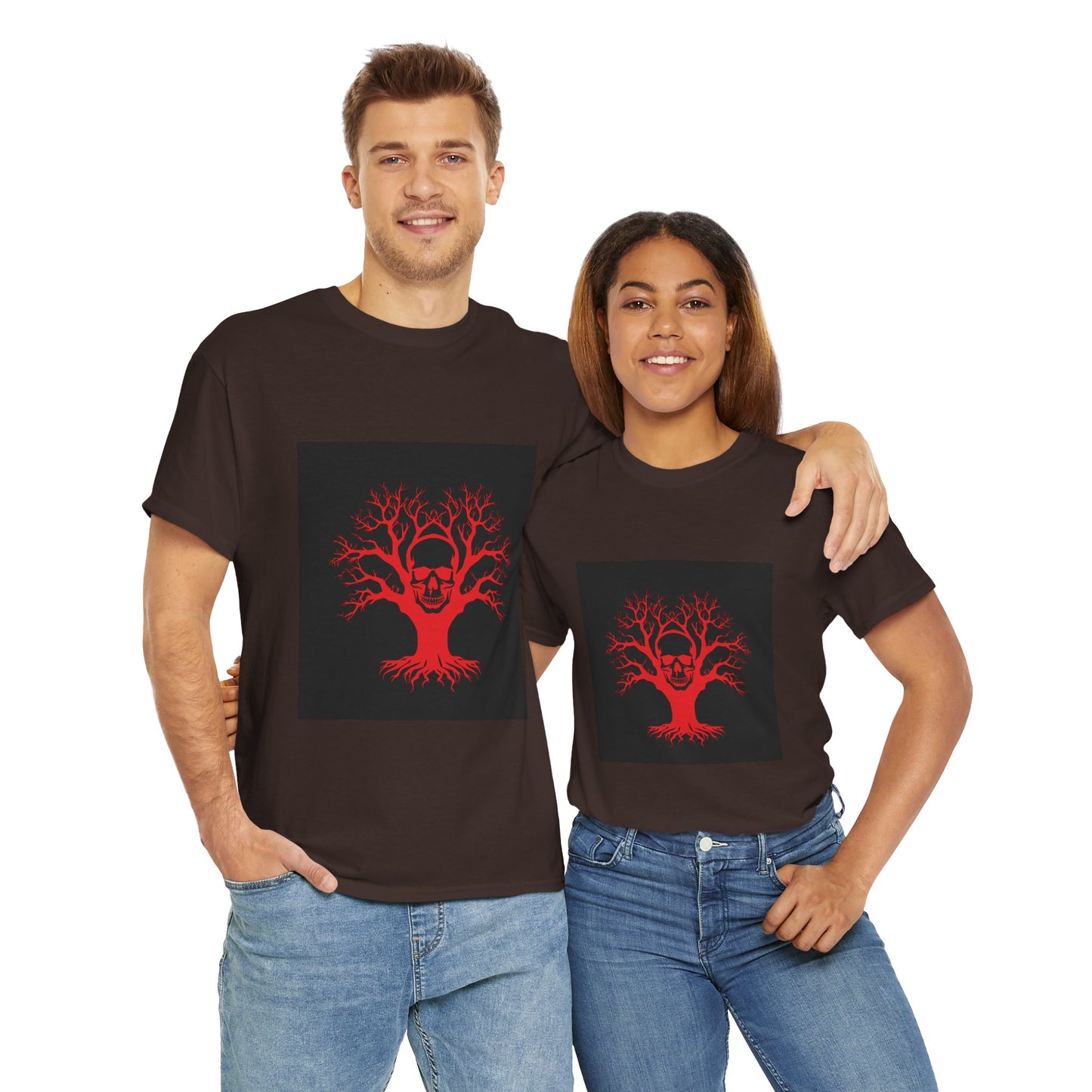 Gothic Tree Skull Tee, Unisex Heavy Cotton T-Shirt, Edgy Halloween Fashion, Alternative Apparel, Grunge Style Shirt, Unique Gift Idea