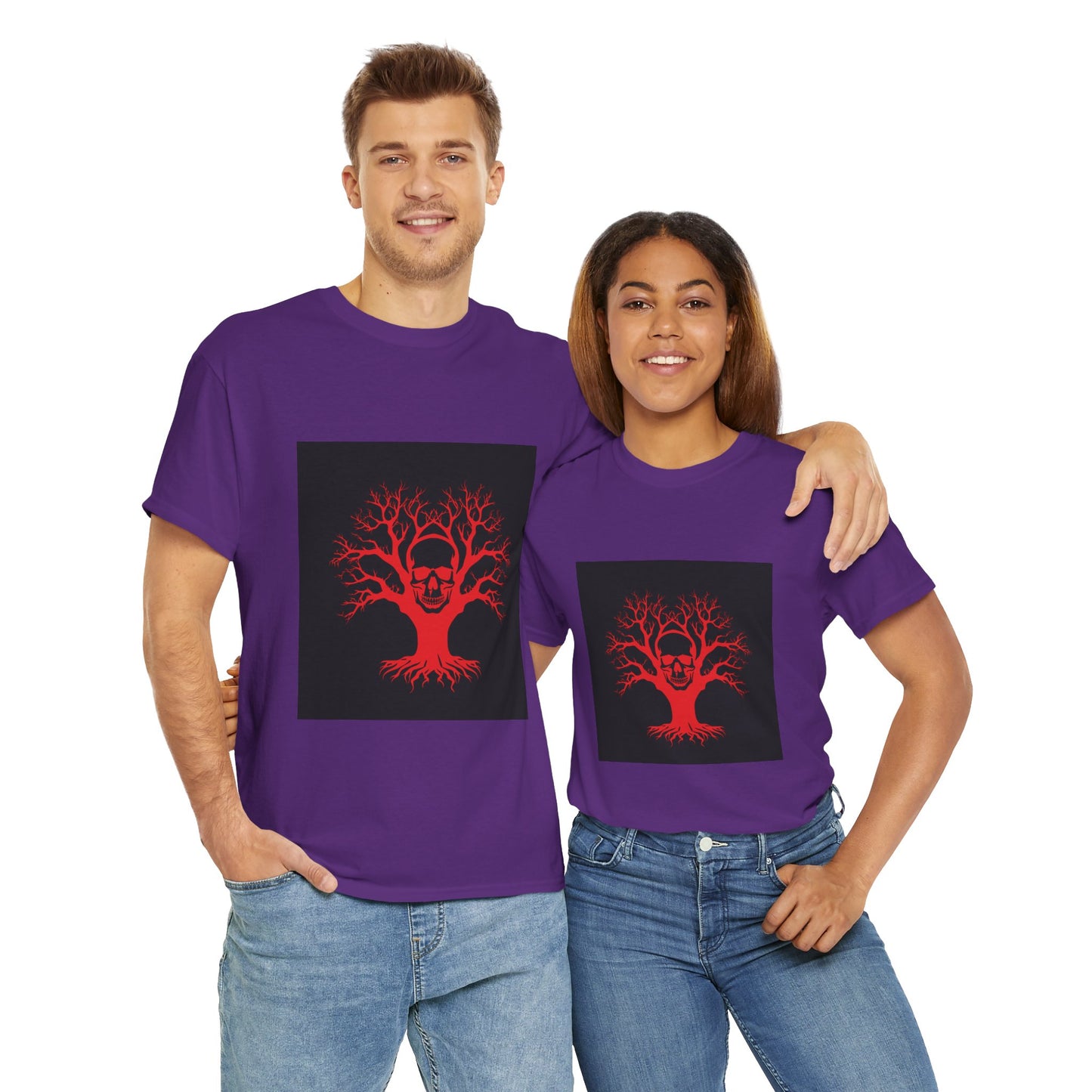 Gothic Tree Skull Tee, Unisex Heavy Cotton T-Shirt, Edgy Halloween Fashion, Alternative Apparel, Grunge Style Shirt, Unique Gift Idea