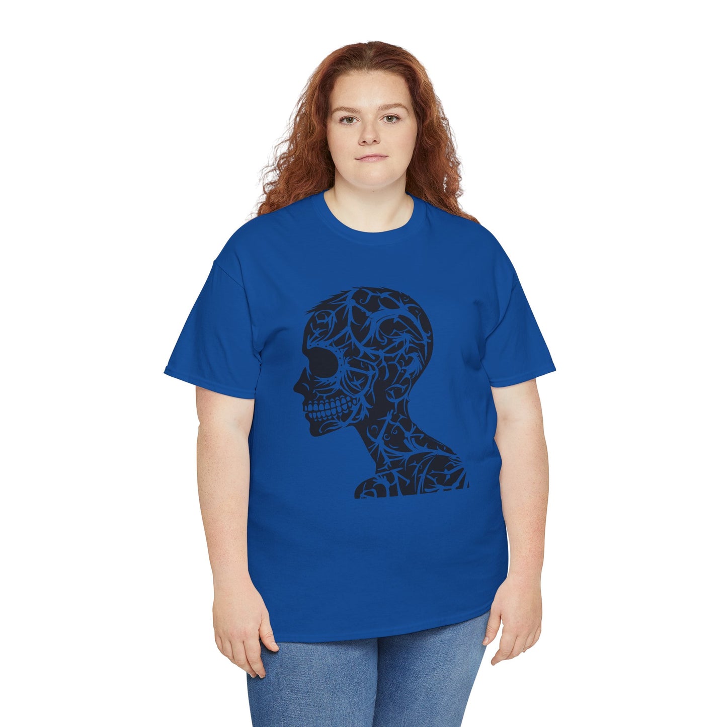 Skull Floral Unisex Cotton Tee - Gothic Graphic Tee, Casual Wear, Halloween Gift, Trendy Shirt, Unique Design