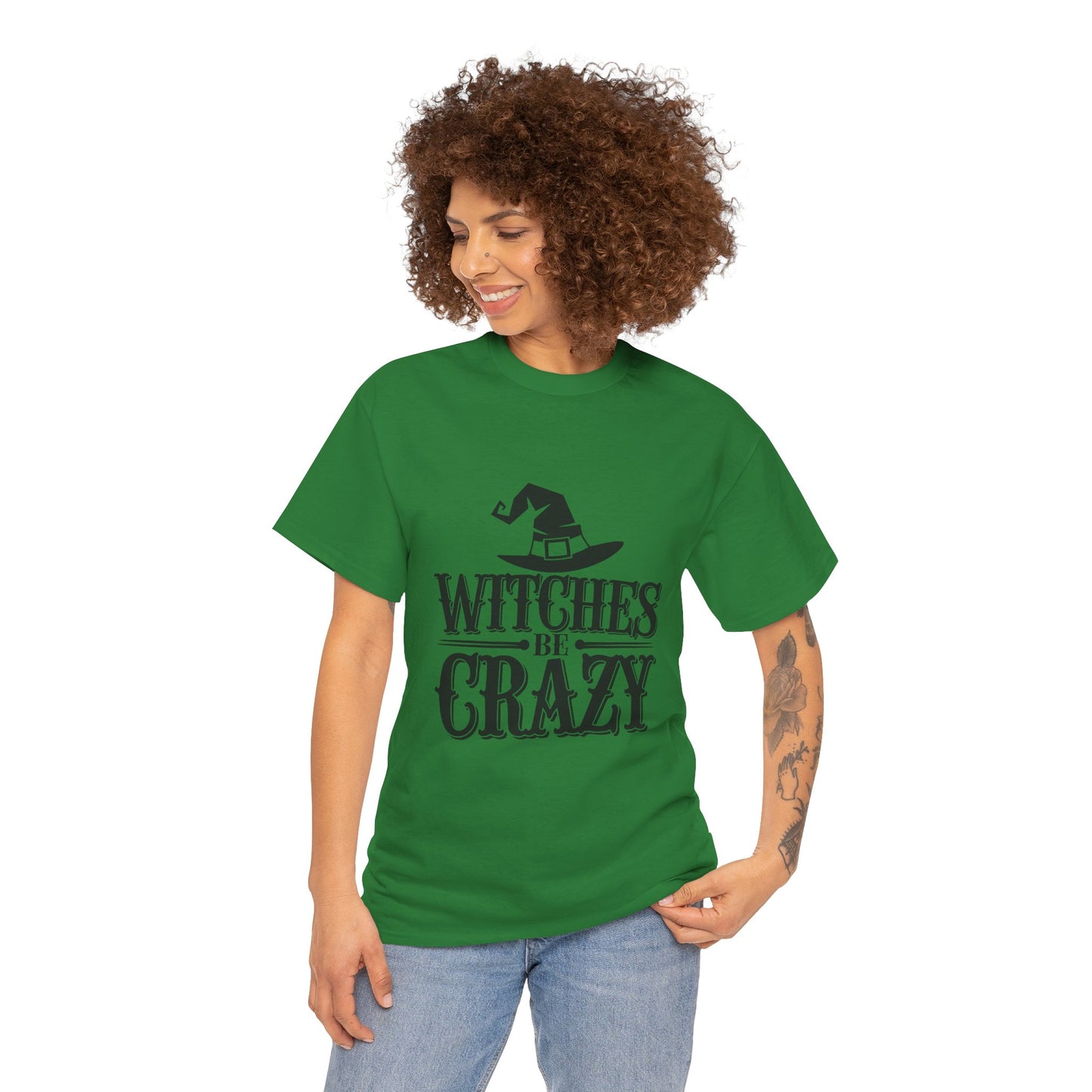 Witches Be Crazy Tee, Unisex Cotton T-Shirt, Halloween Apparel, Witchy Gift, Spooky Season Shirt, Perfect for Fall Celebrations