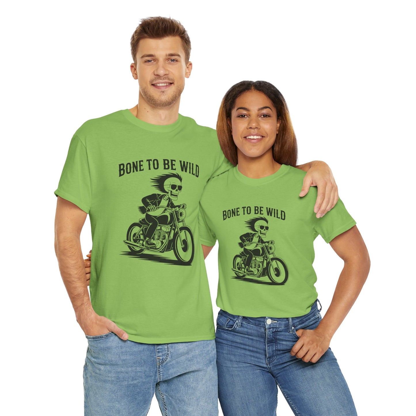 Bone to Be Wild Motorcycle Tee - Unisex Heavy Cotton T-Shirt, Biker Gift, Casual Wear, Road Trip Essential, Adventure Apparel