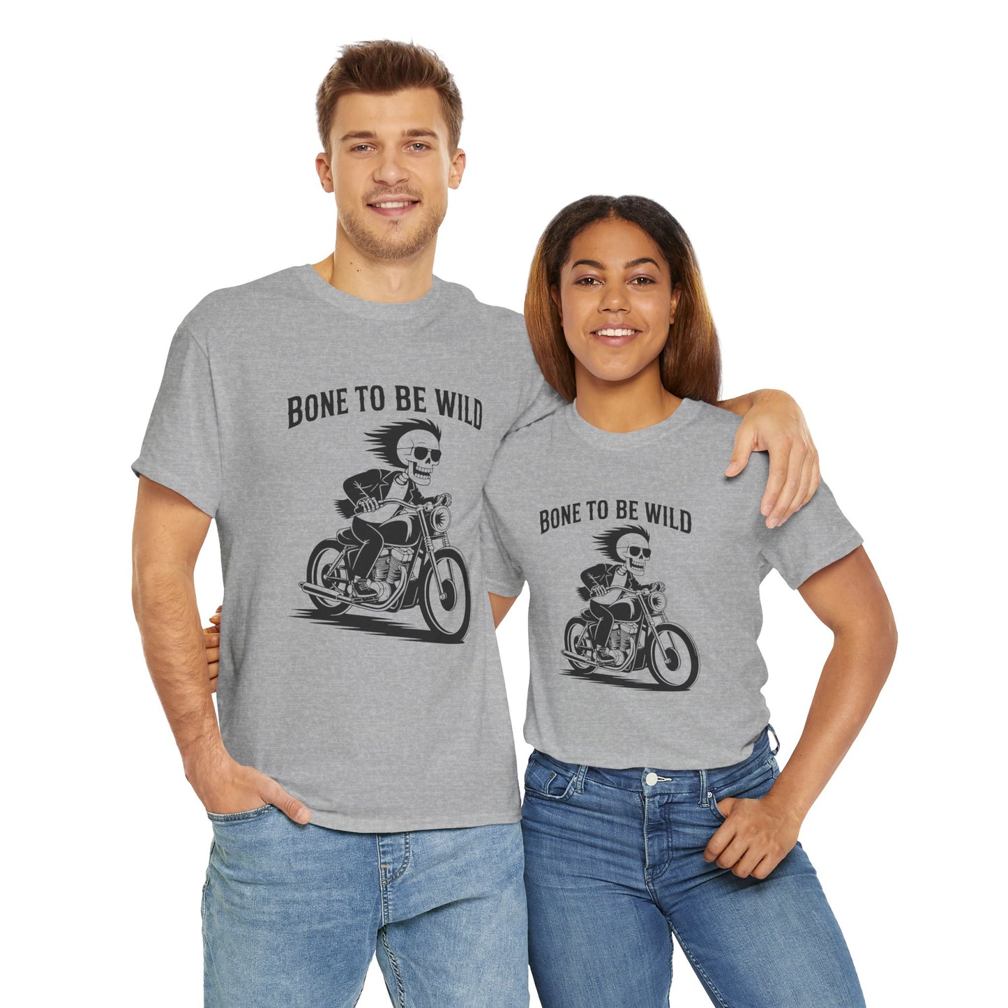 Bone to Be Wild Motorcycle Tee - Unisex Heavy Cotton T-Shirt, Biker Gift, Casual Wear, Road Trip Essential, Adventure Apparel