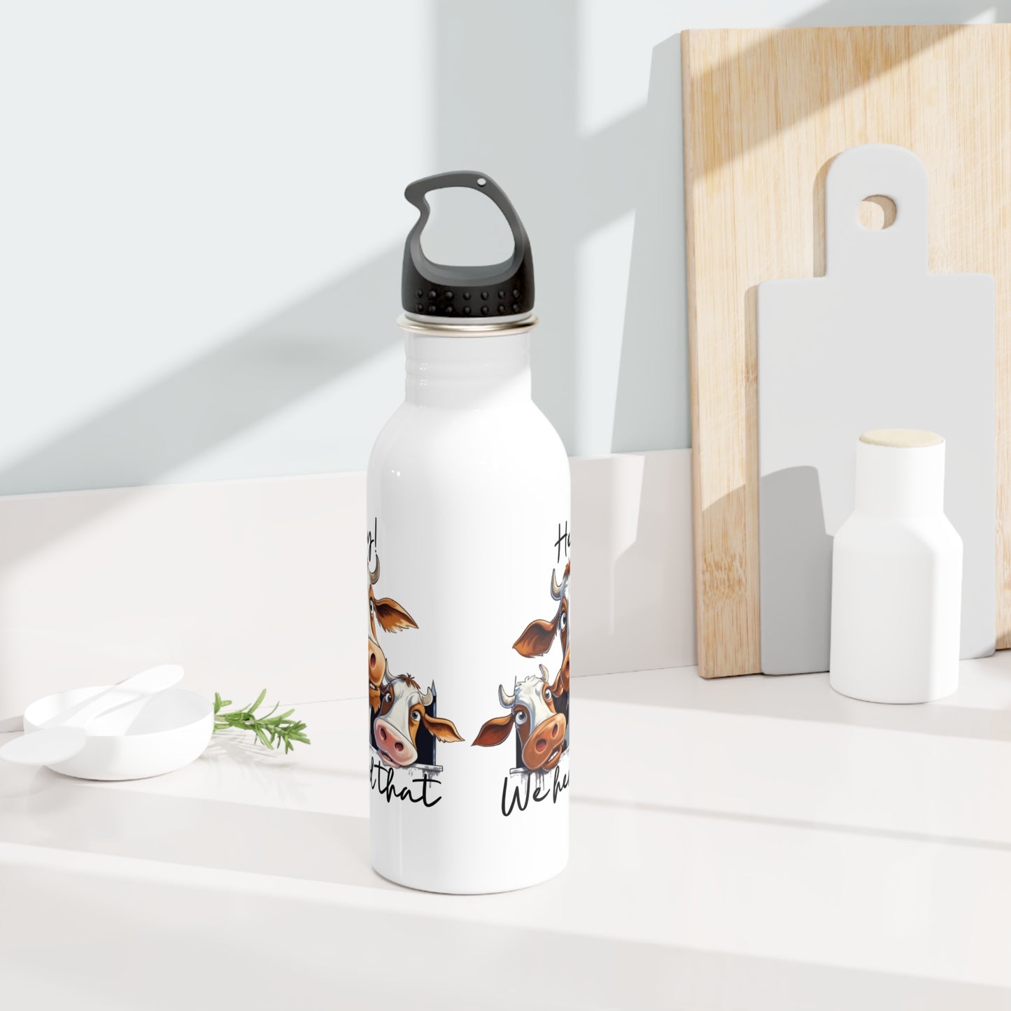 Funny Cow Stainless Steel Water Bottle, Cute Animal Design, Perfect Gift for Farm Lovers, Hydration for All Occasions, Funny Quote Bottle