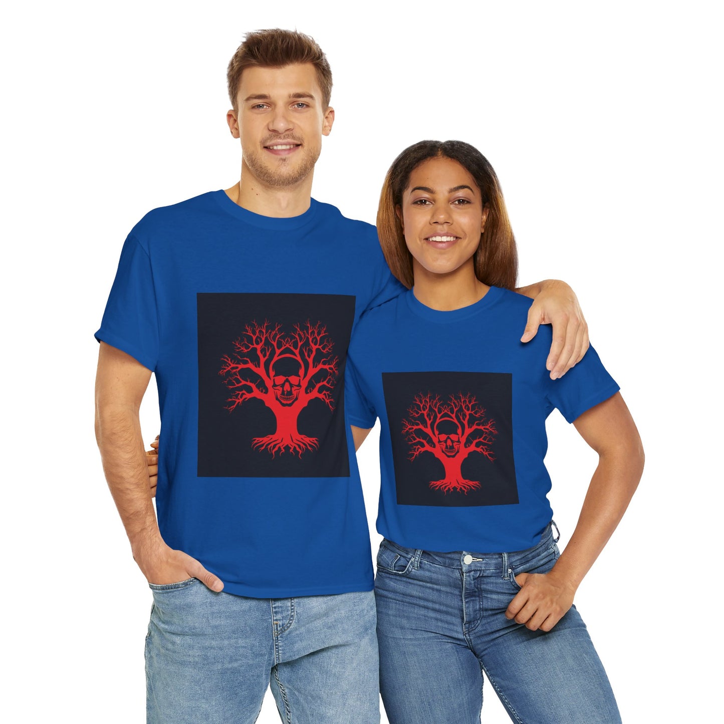 Gothic Tree Skull Tee, Unisex Heavy Cotton T-Shirt, Edgy Halloween Fashion, Alternative Apparel, Grunge Style Shirt, Unique Gift Idea