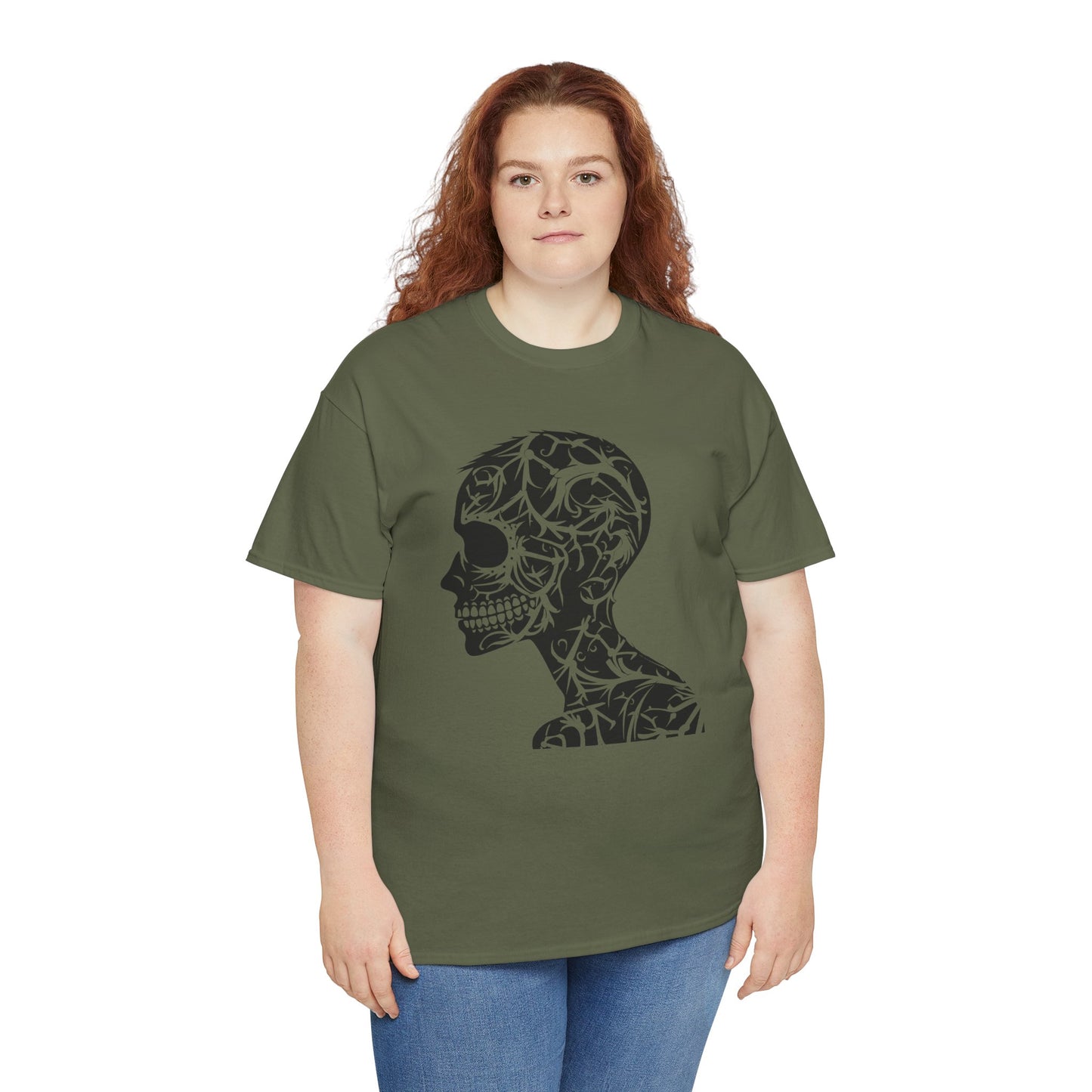 Skull Floral Unisex Cotton Tee - Gothic Graphic Tee, Casual Wear, Halloween Gift, Trendy Shirt, Unique Design
