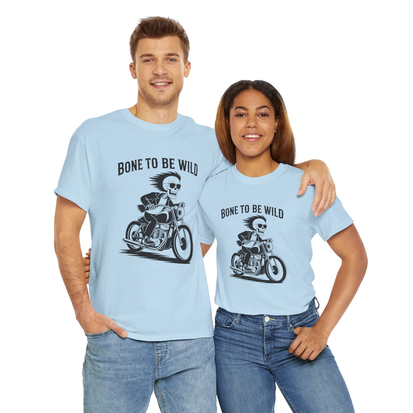Bone to Be Wild Motorcycle Tee - Unisex Heavy Cotton T-Shirt, Biker Gift, Casual Wear, Road Trip Essential, Adventure Apparel