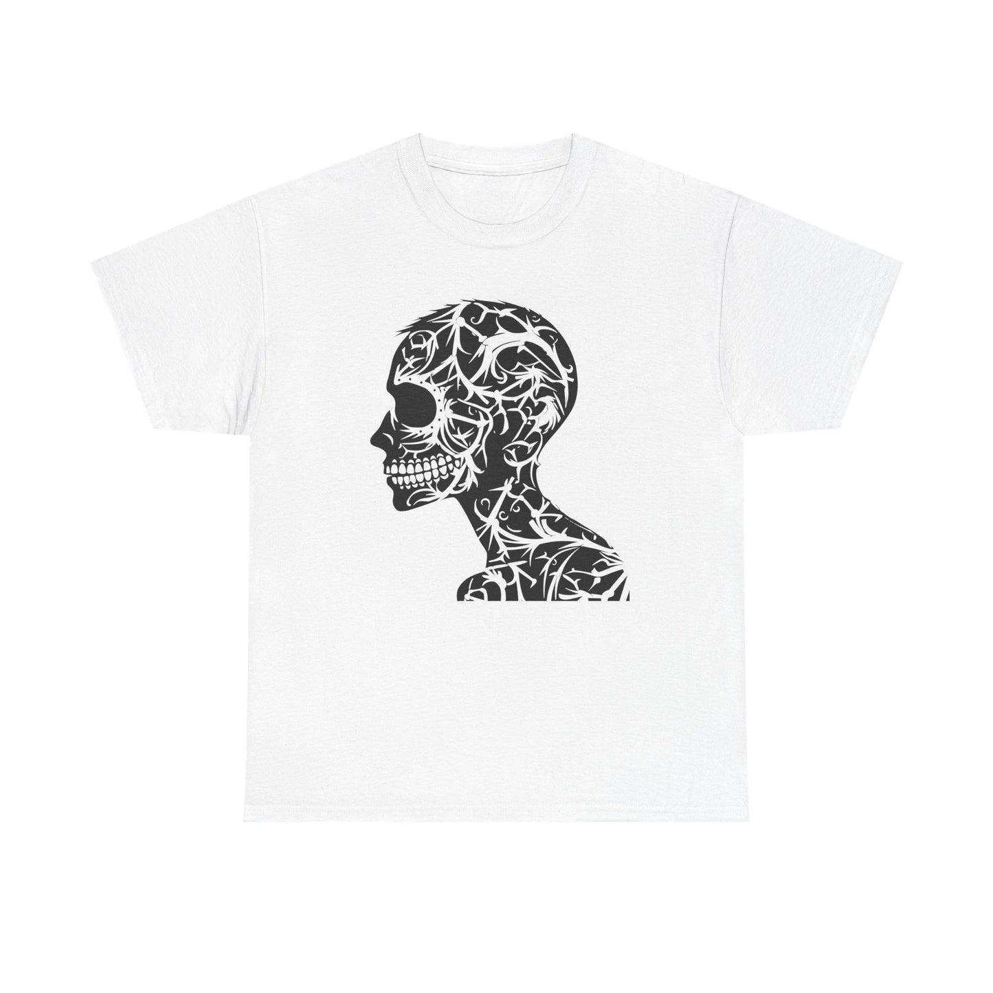 Skull Floral Unisex Cotton Tee - Gothic Graphic Tee, Casual Wear, Halloween Gift, Trendy Shirt, Unique Design