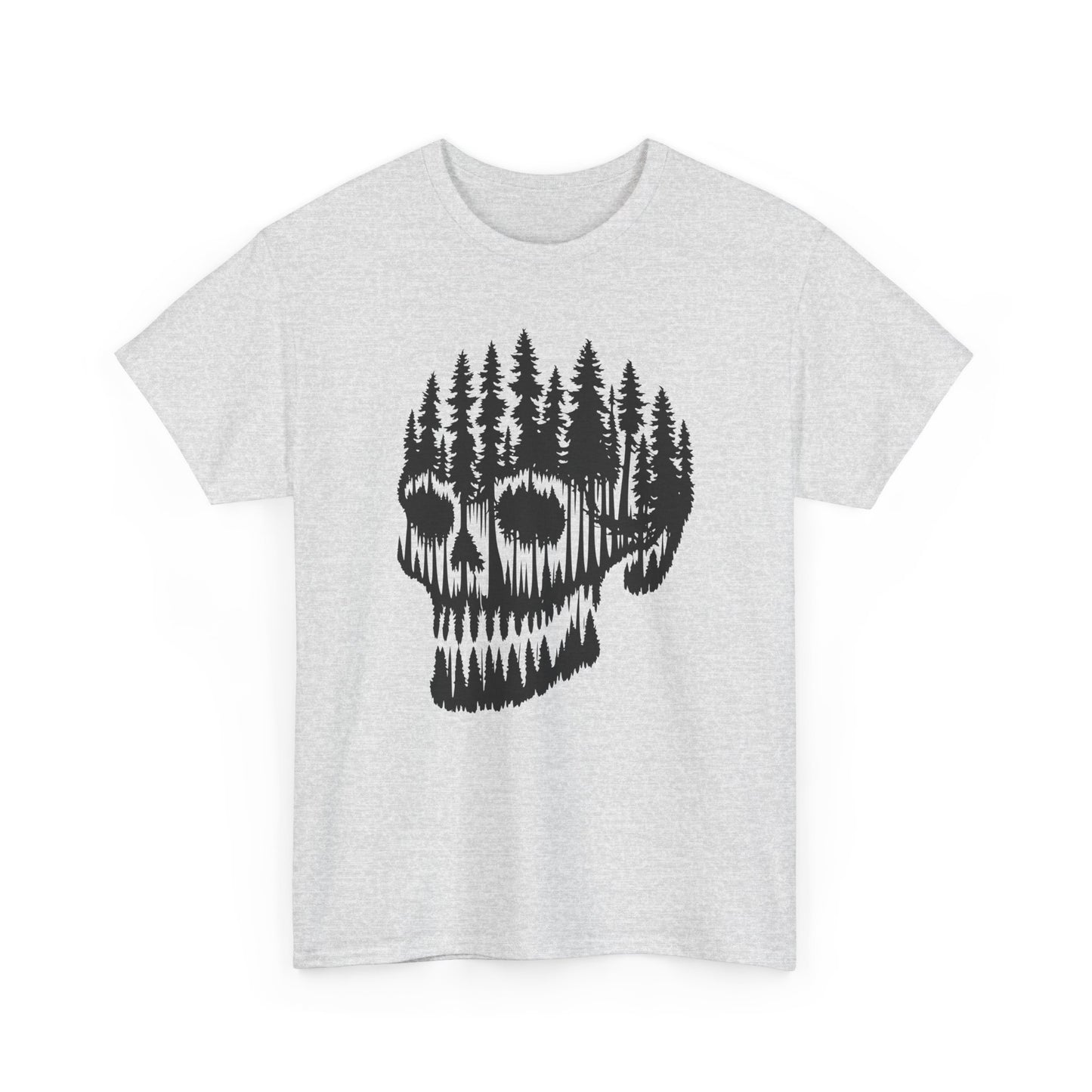 Skull Forest Unisex Cotton Tee | Grunge Aesthetic Shirt, Nature Lover Gift, Gothic Style Apparel, Casual Wear, Eco-Friendly Fashion