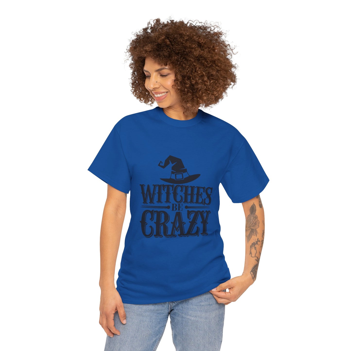 Witches Be Crazy Tee, Unisex Cotton T-Shirt, Halloween Apparel, Witchy Gift, Spooky Season Shirt, Perfect for Fall Celebrations