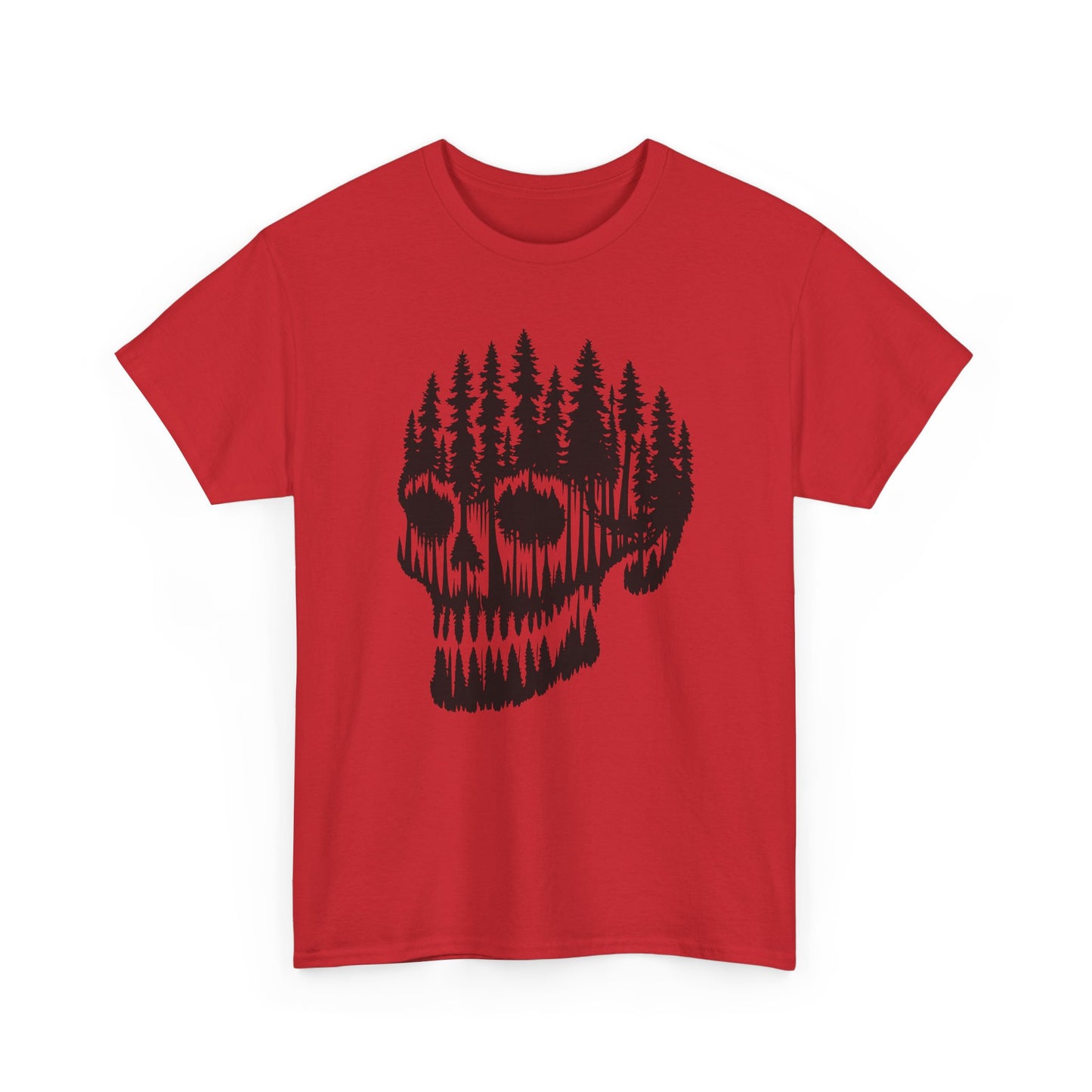 Skull Forest Unisex Cotton Tee | Grunge Aesthetic Shirt, Nature Lover Gift, Gothic Style Apparel, Casual Wear, Eco-Friendly Fashion